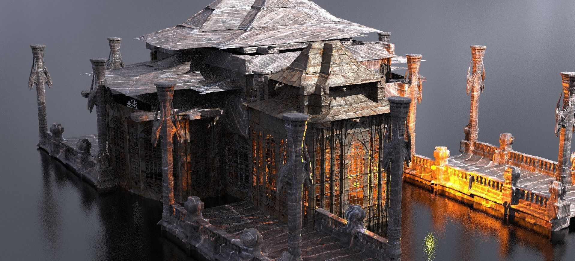 Mining colony Palace Kitbash Dark  3D model_1