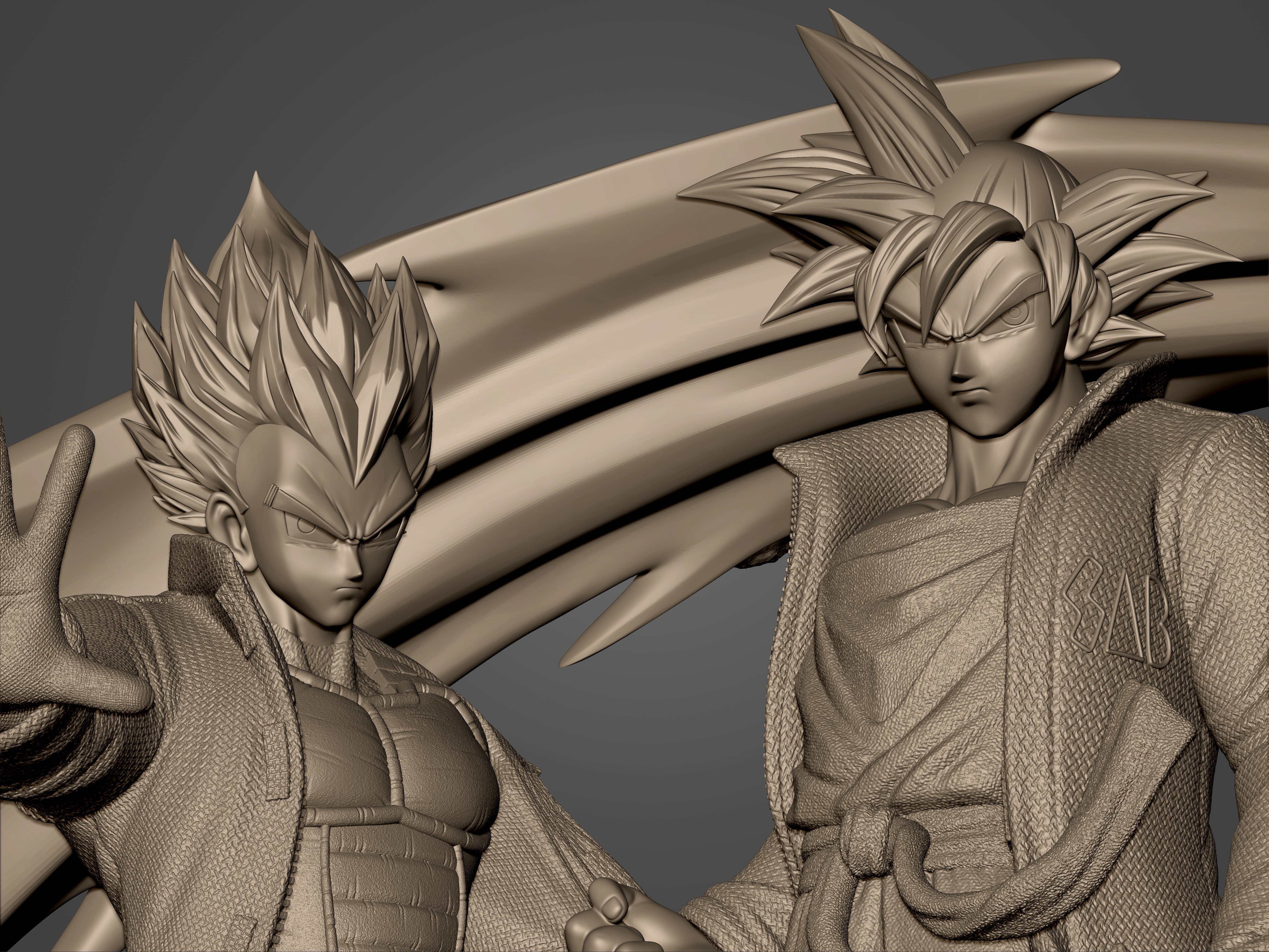 Son Goku and Vegeta Bejita Super Saiyan God 3D print model_8