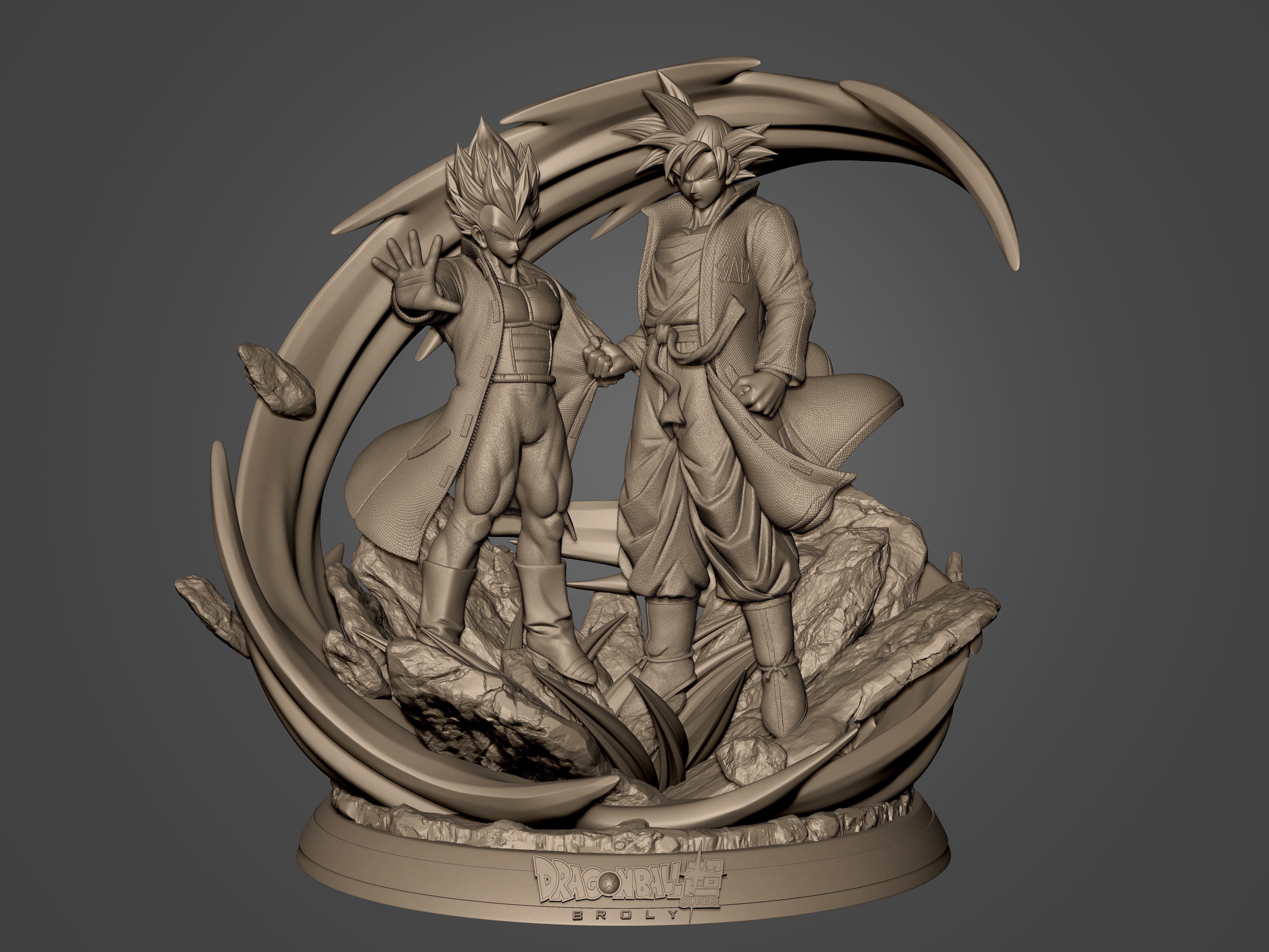 Son Goku and Vegeta Bejita Super Saiyan God 3D print model_4