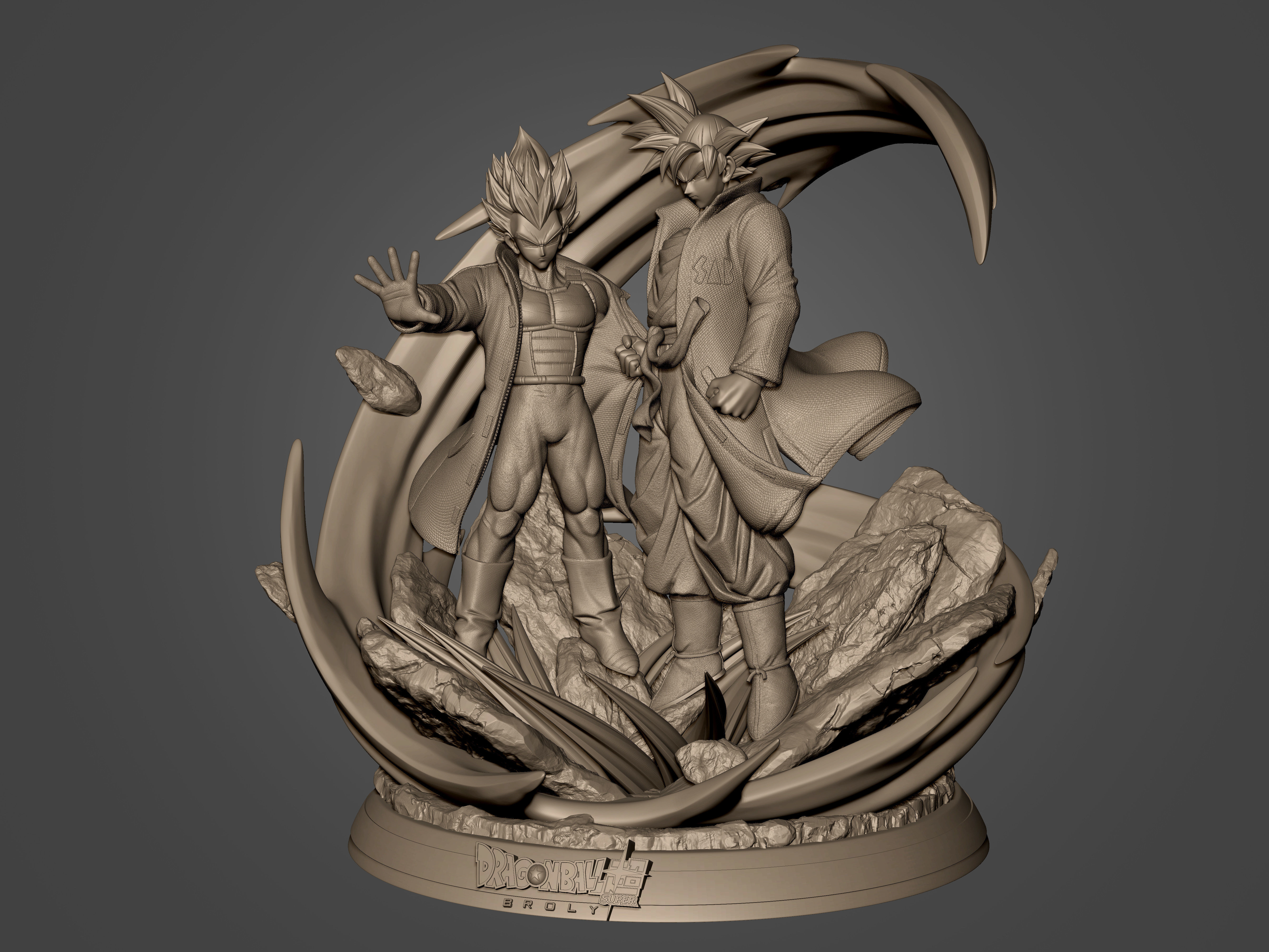 Son Goku and Vegeta Bejita Super Saiyan God 3D print model_5