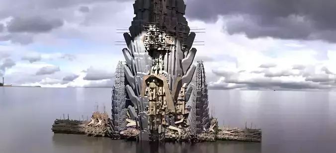 Sci-Fi City Royal  Pyramid Tower Kit bash 3D model