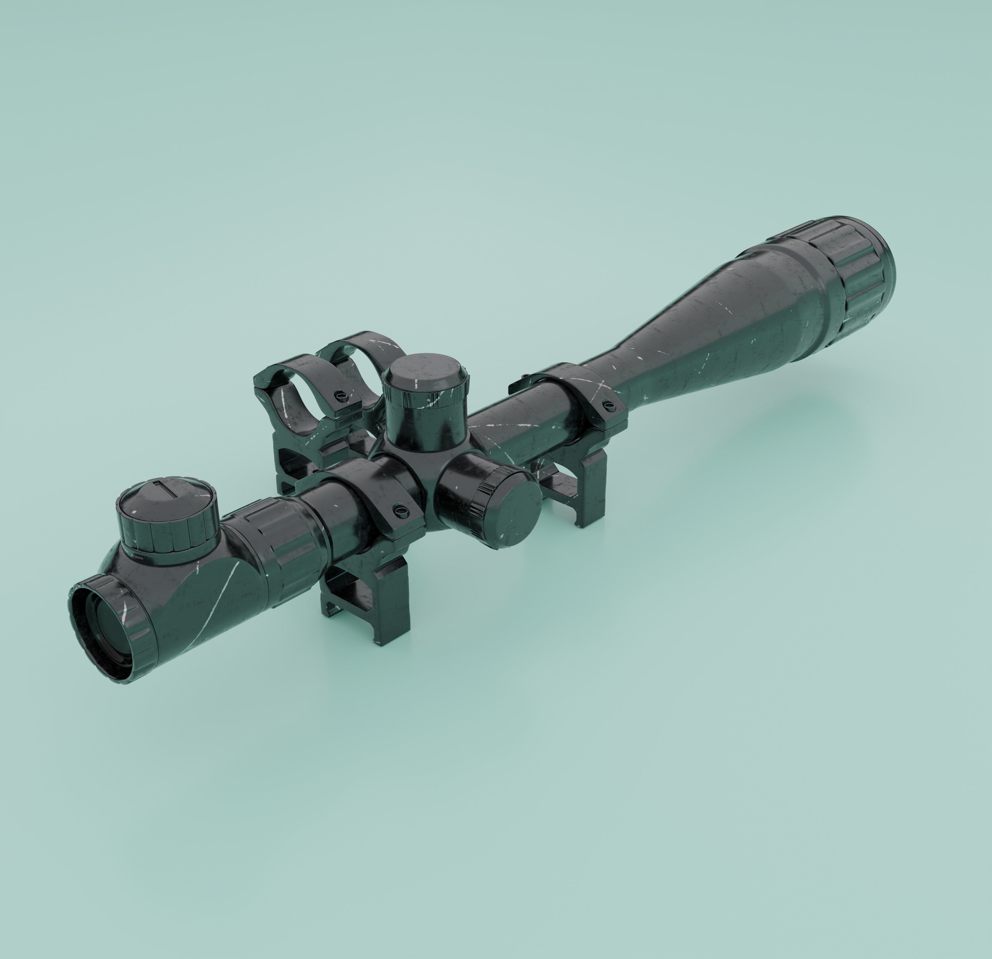 Sniper Gun Telescope Low-poly 3D model_3