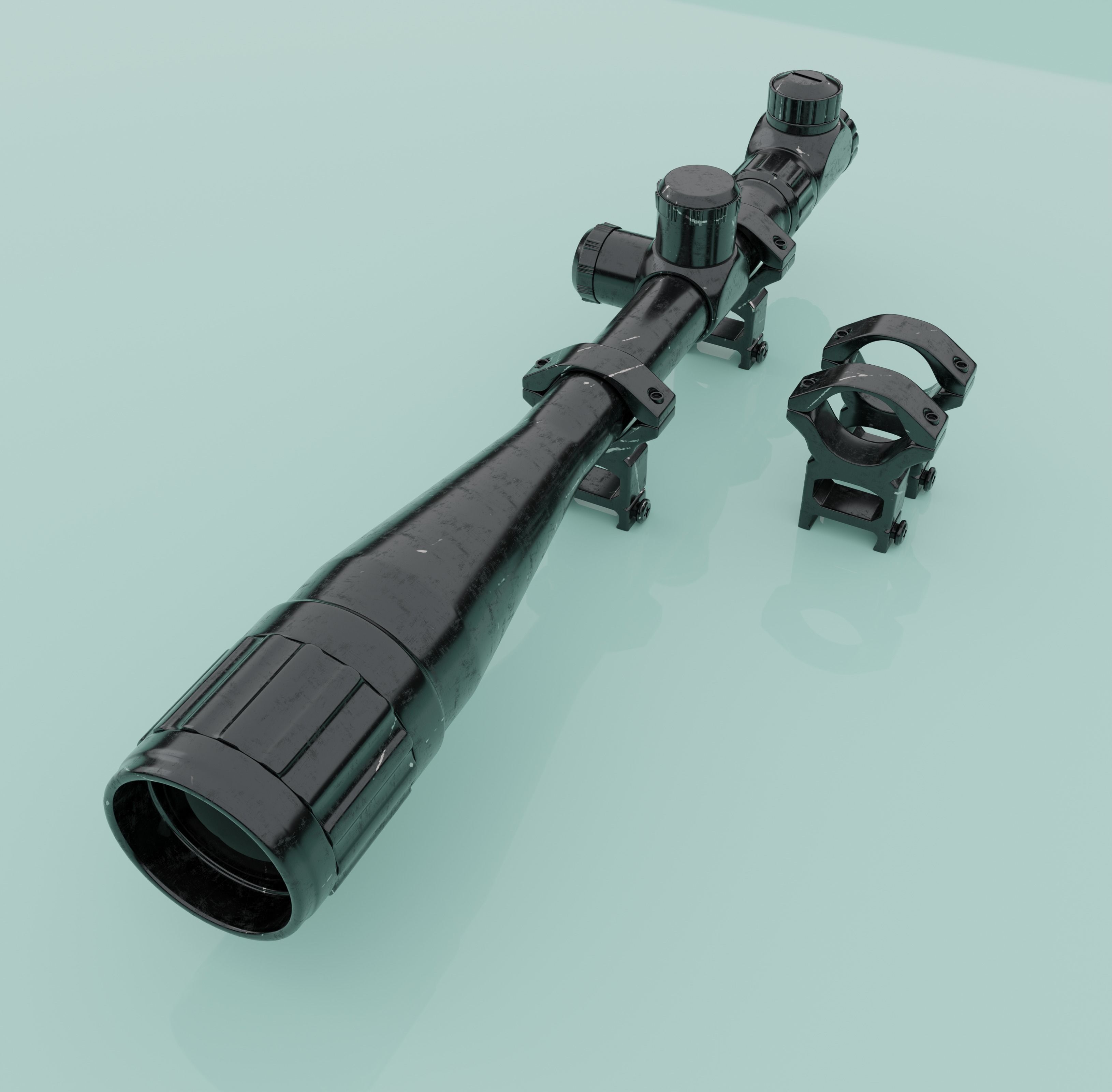 Sniper Gun Telescope Low-poly 3D model_1