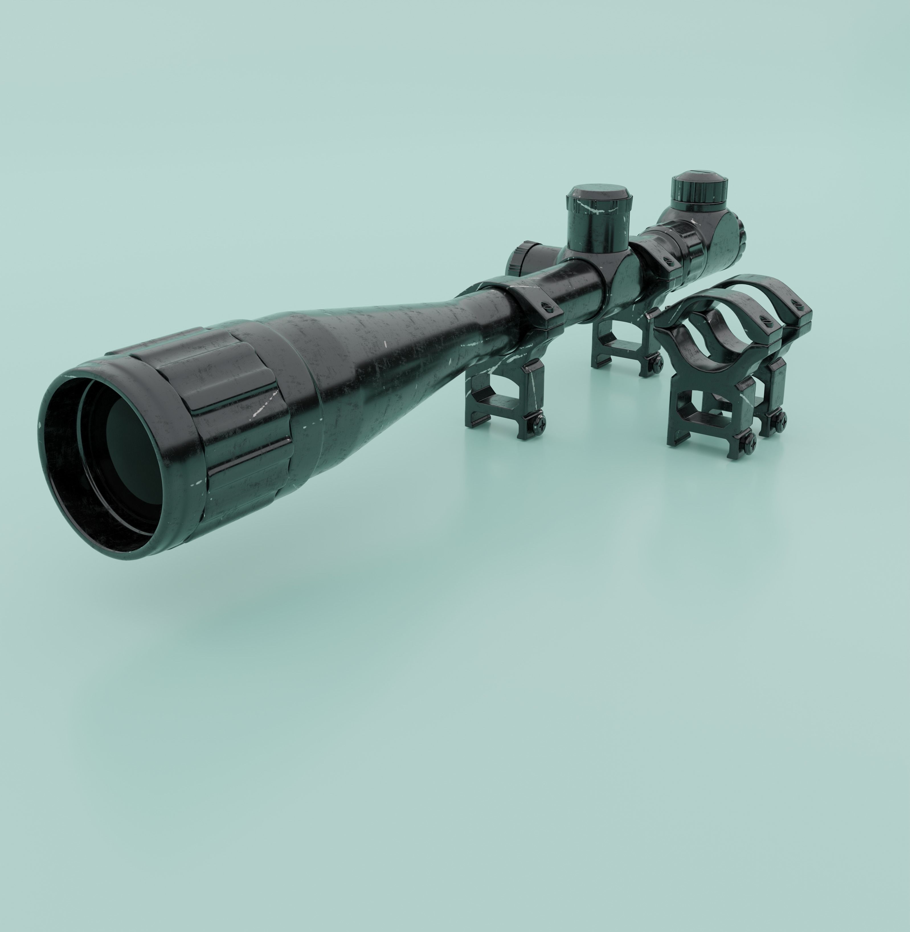 Sniper Gun Telescope Low-poly 3D model_2