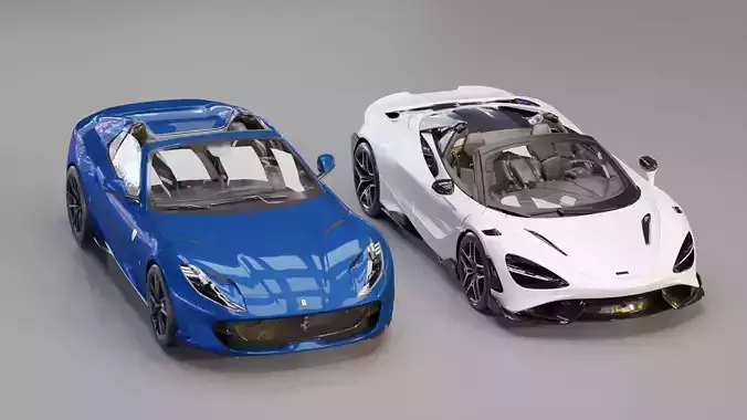 SUPERCARS - McLaren 765LT Spider and Ferrari 812 Superfast 3D Model Collection