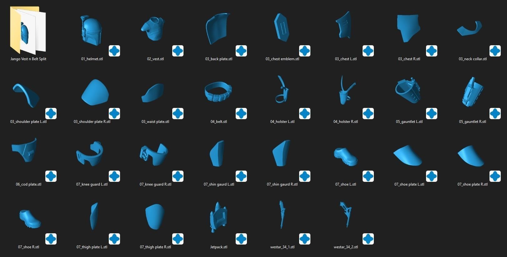 Jango Fett One12 Scale Armor 3D STL Files 3D print model_2