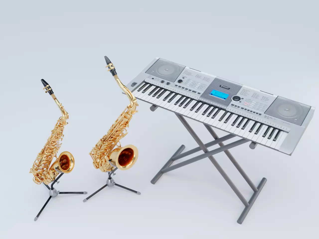 YAMAHA - Alto Sax - Tenor Sax and PSR-E403 Keyboard 3D Model Collection_0