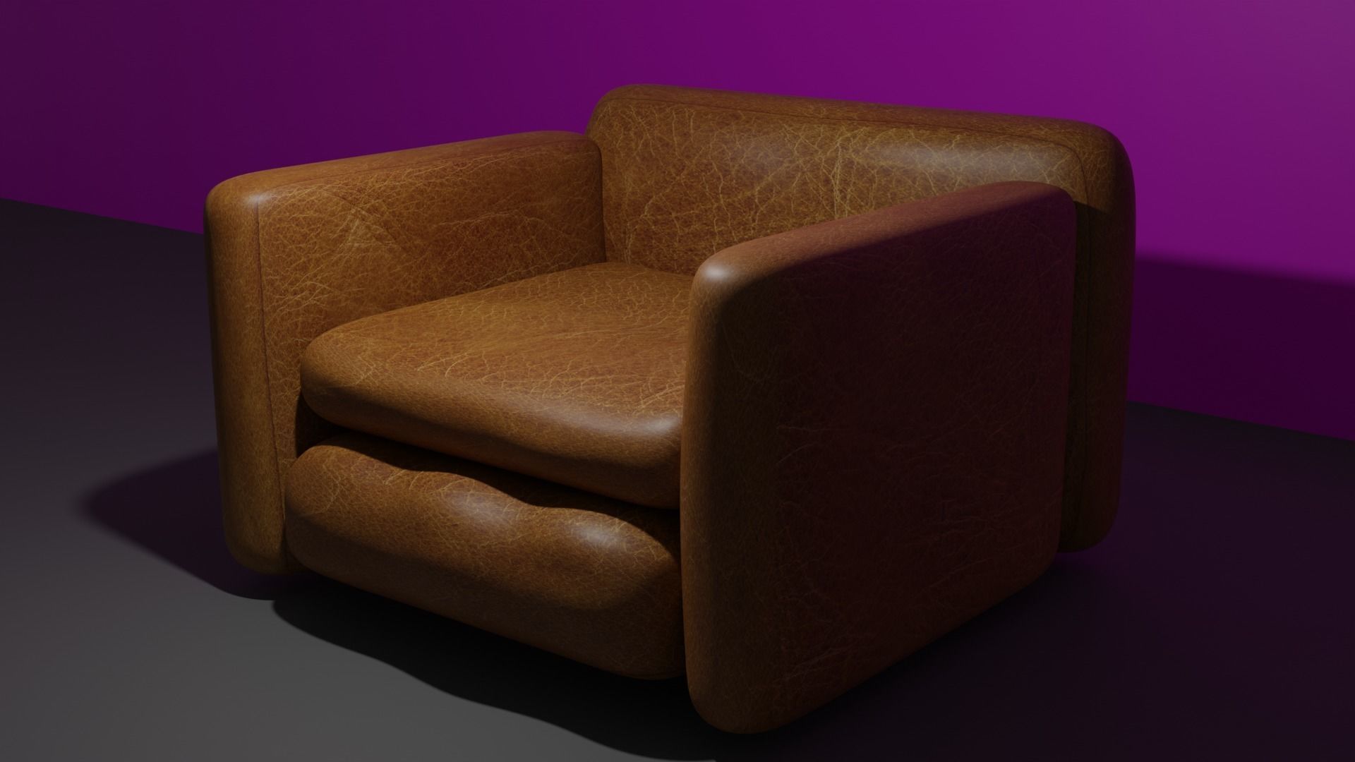 Armchair leather chair 3D model_1