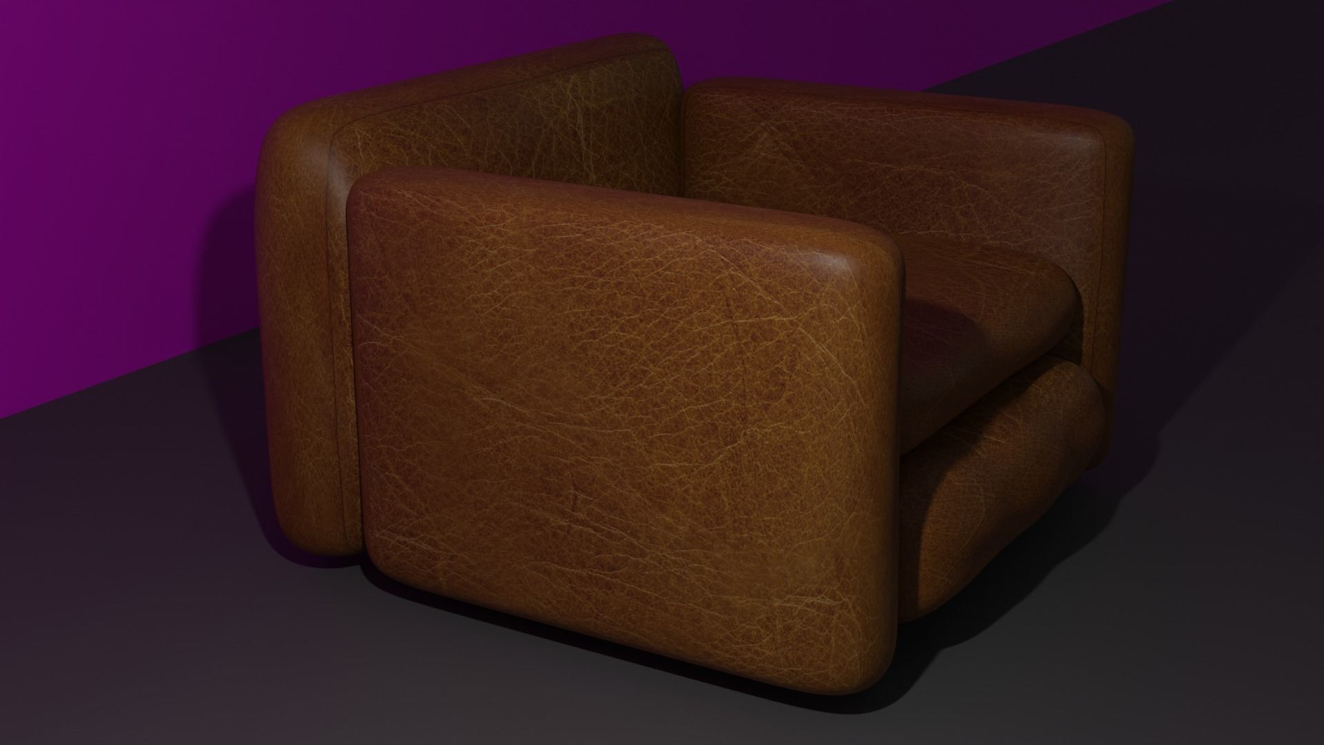 Armchair leather chair 3D model_2