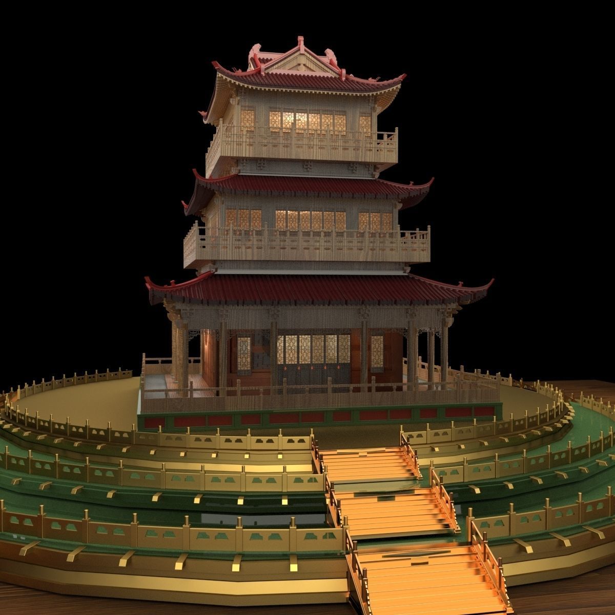 Chinese ancient house 3D model_5