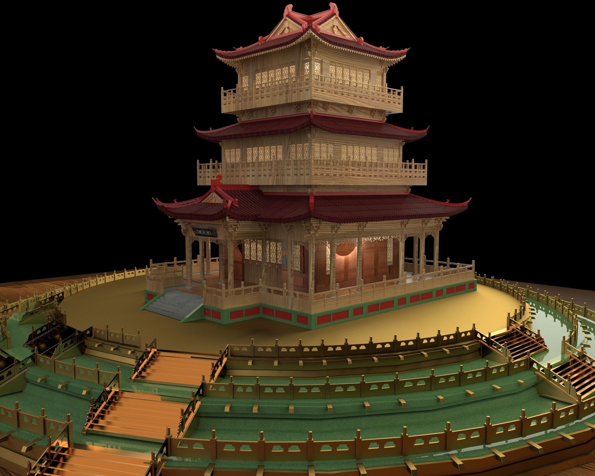 Chinese ancient house 3D model_1