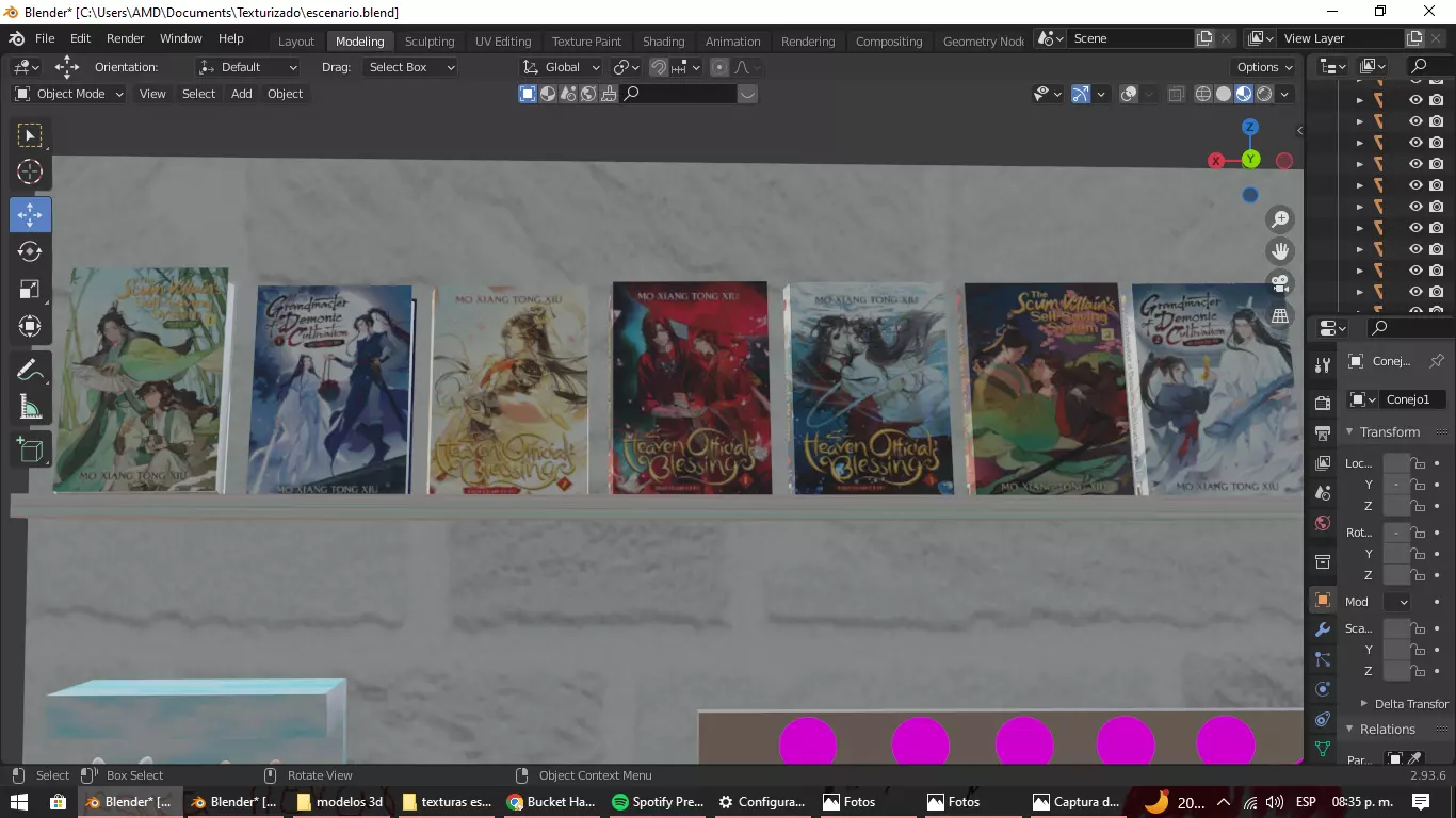 BooksLibros computer screen showing different Low-poly 3D model