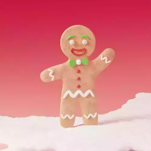 Gingerbread man cookie with snow 3d