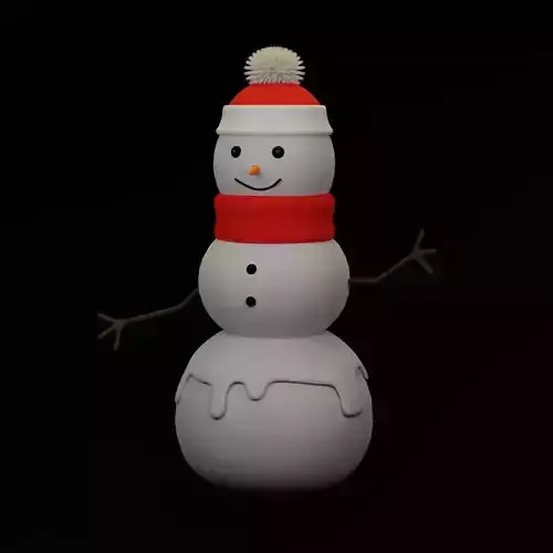 Snowman wearing scarf and hat
