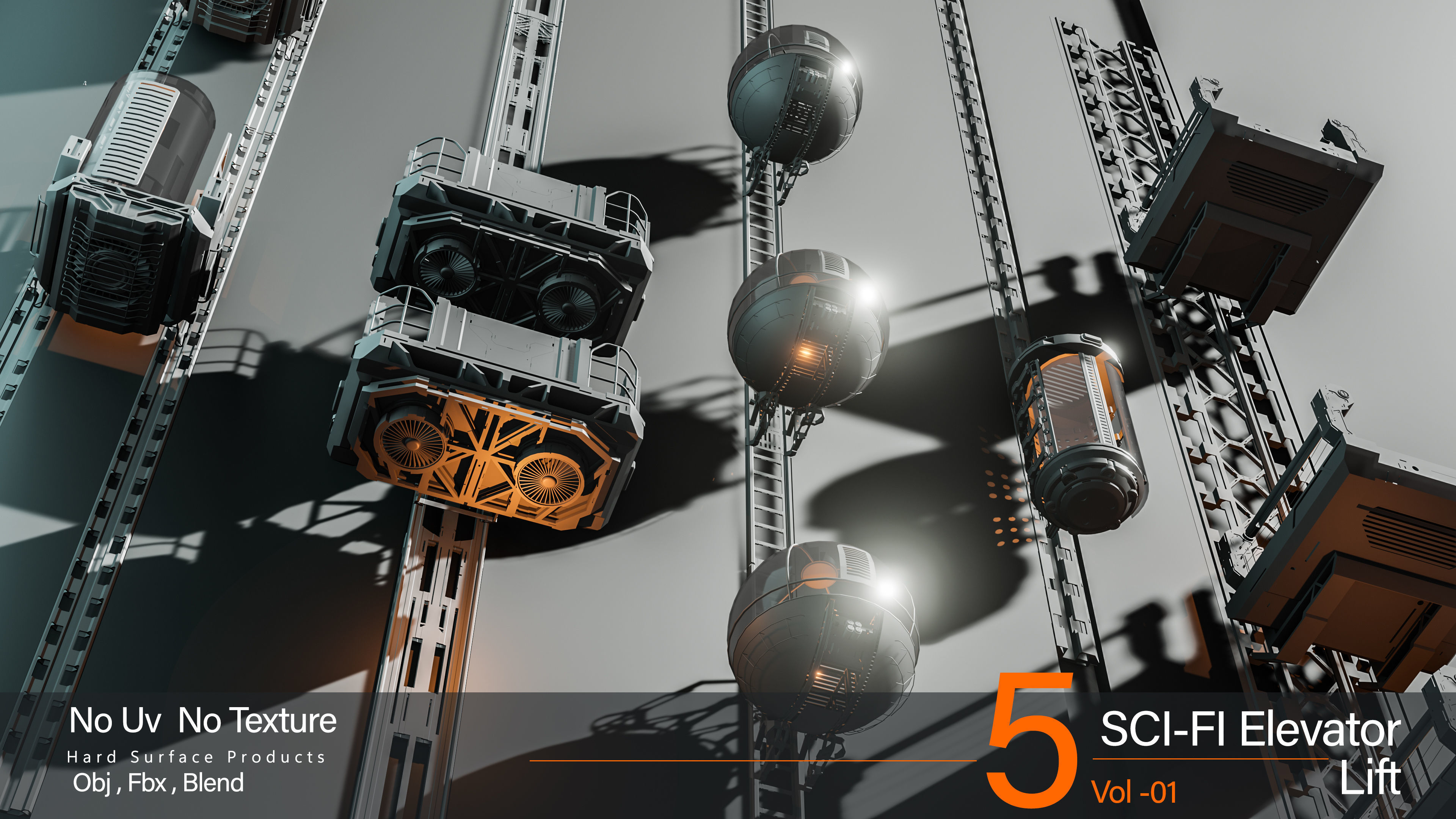 5 Sci-fi Elevator Kitbash VOl 01 3D model_1