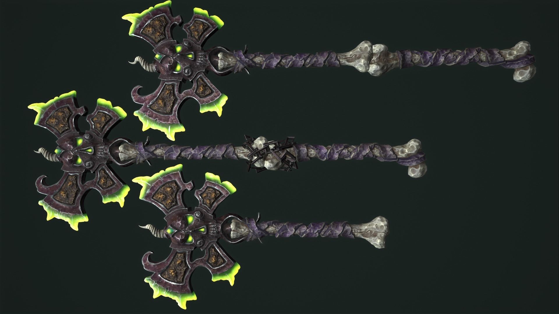 Fantasy undead weapons Low-poly 3D model_13