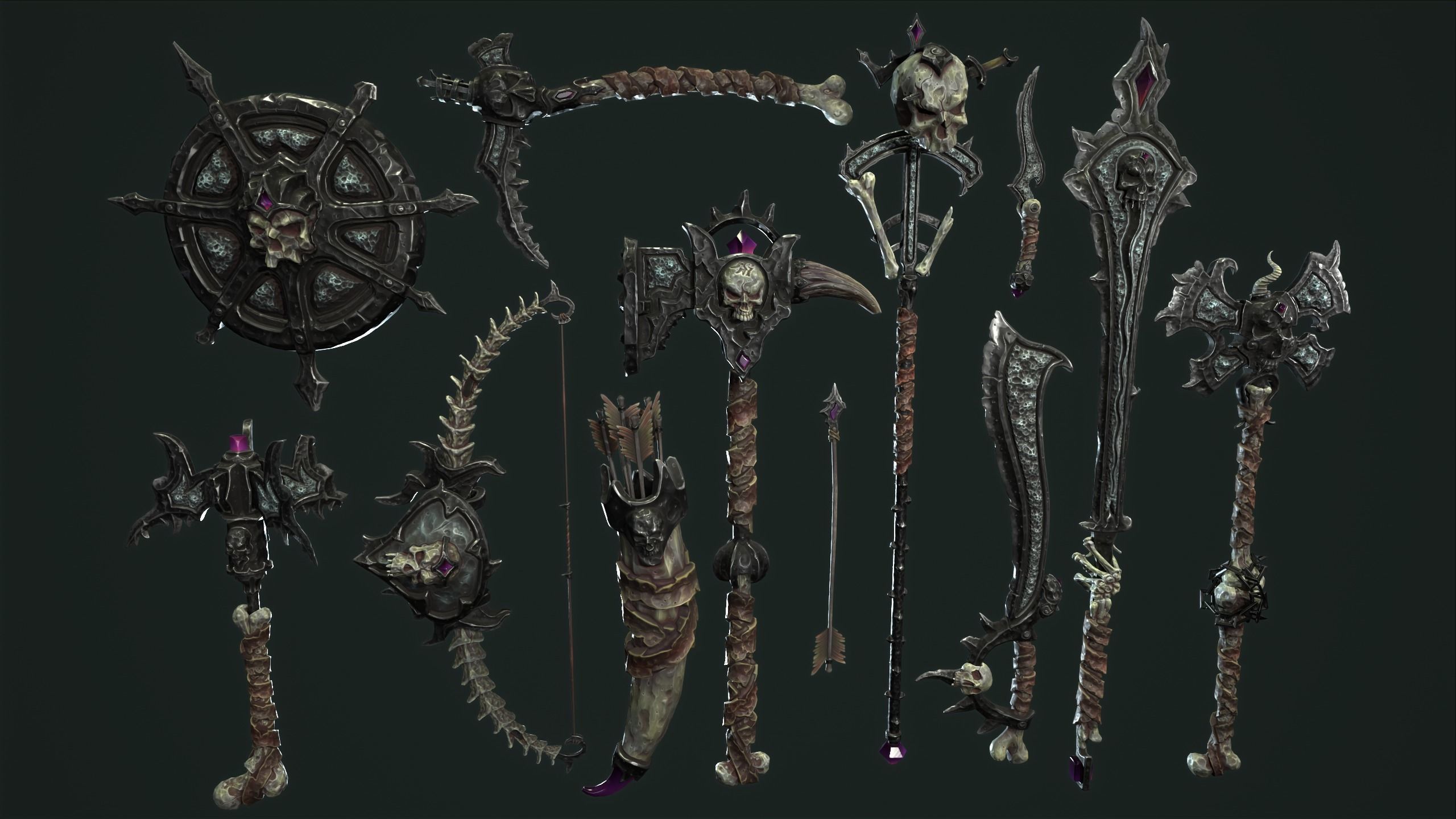 Fantasy undead weapons Low-poly 3D model_8