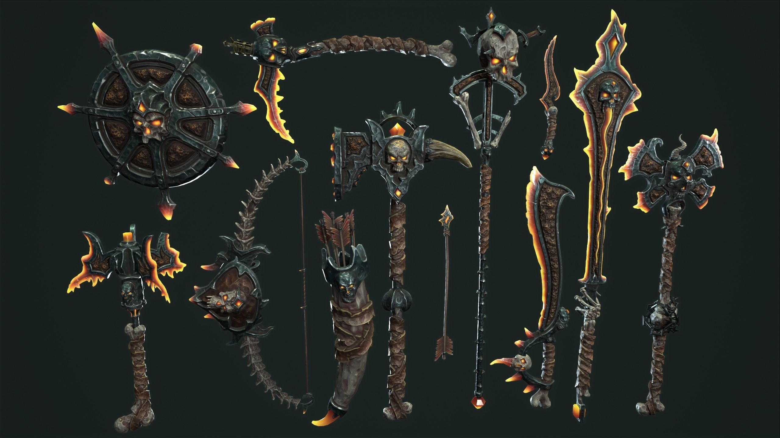 Fantasy undead weapons Low-poly 3D model_3