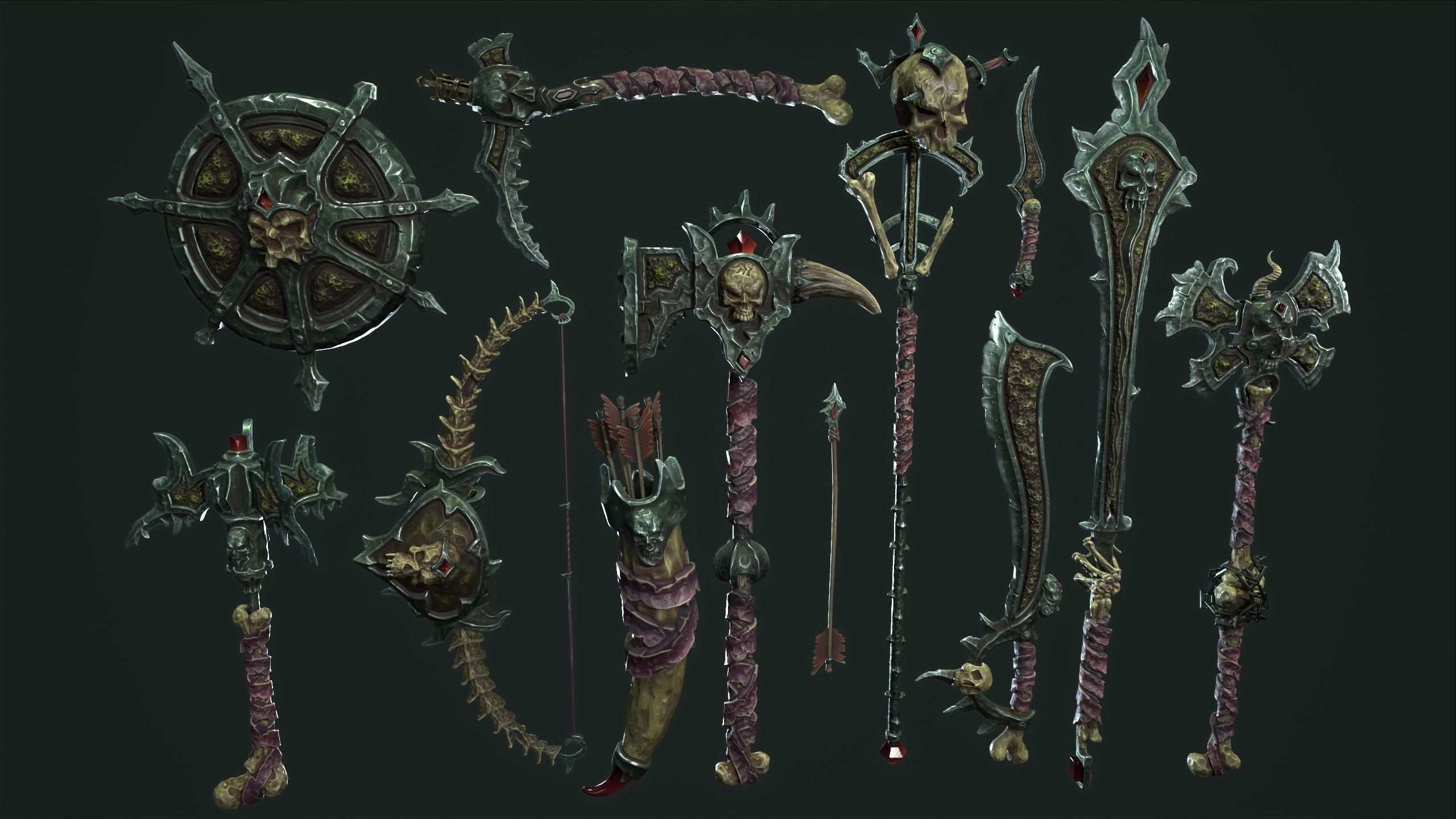 Fantasy undead weapons Low-poly 3D model_1