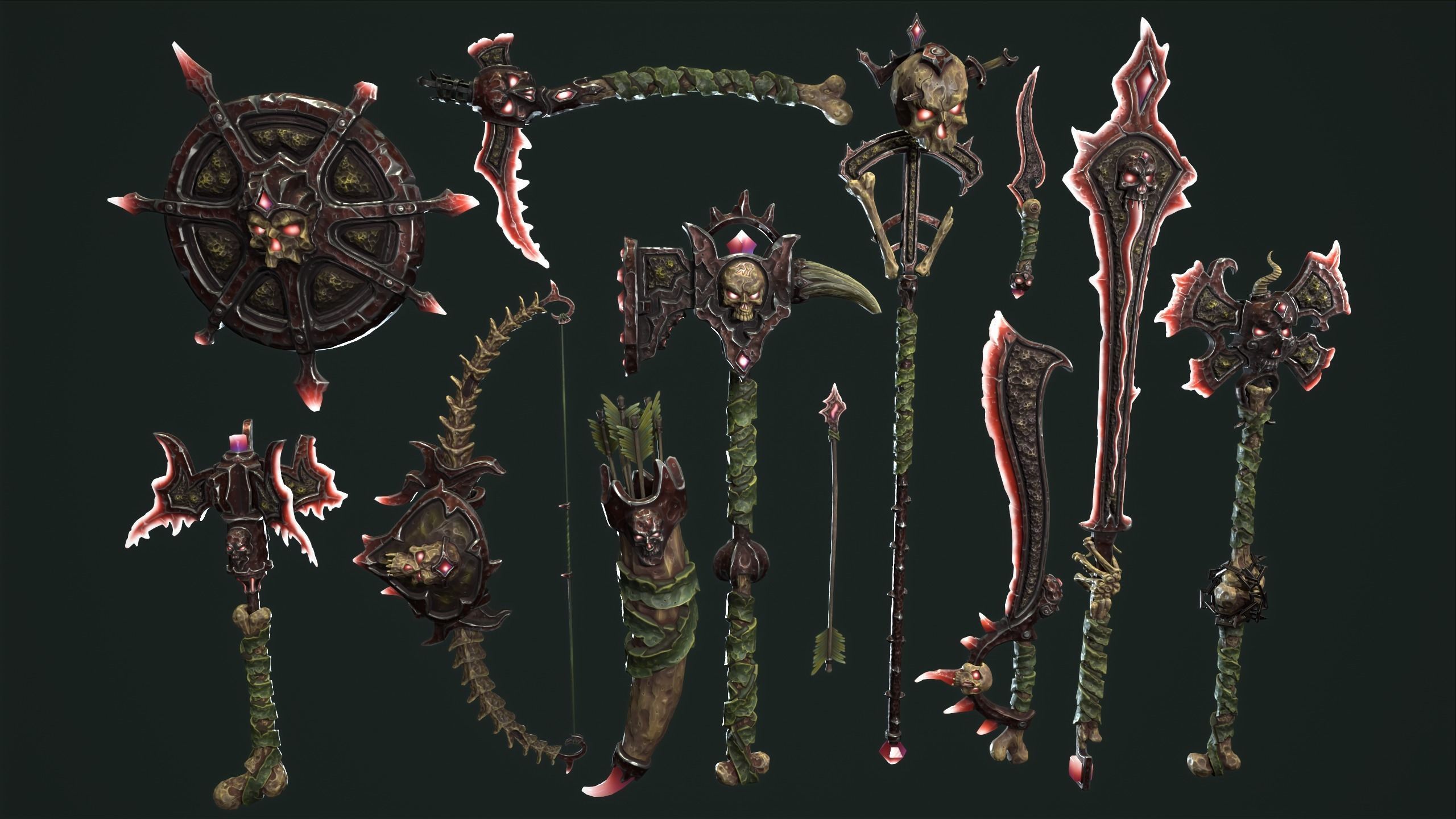 Fantasy undead weapons Low-poly 3D model_6