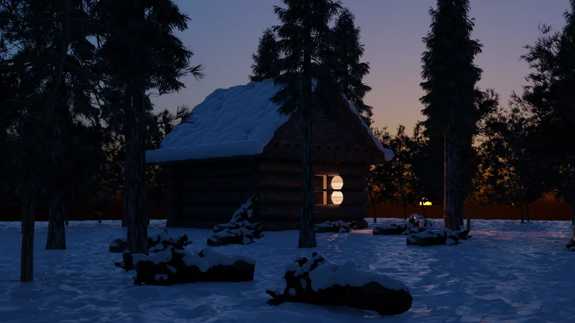 House in the winter forest 3D model