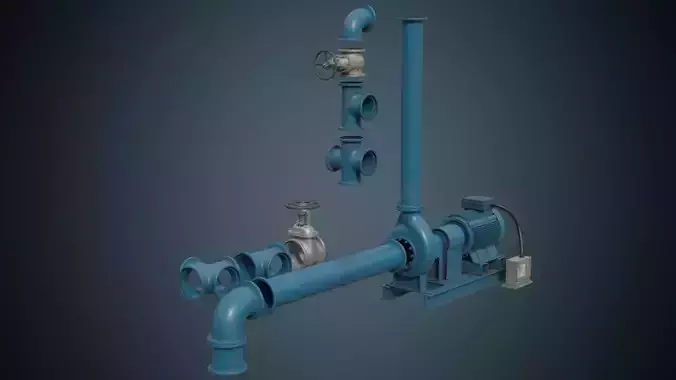 Water Pump 3B Low-poly 3D model