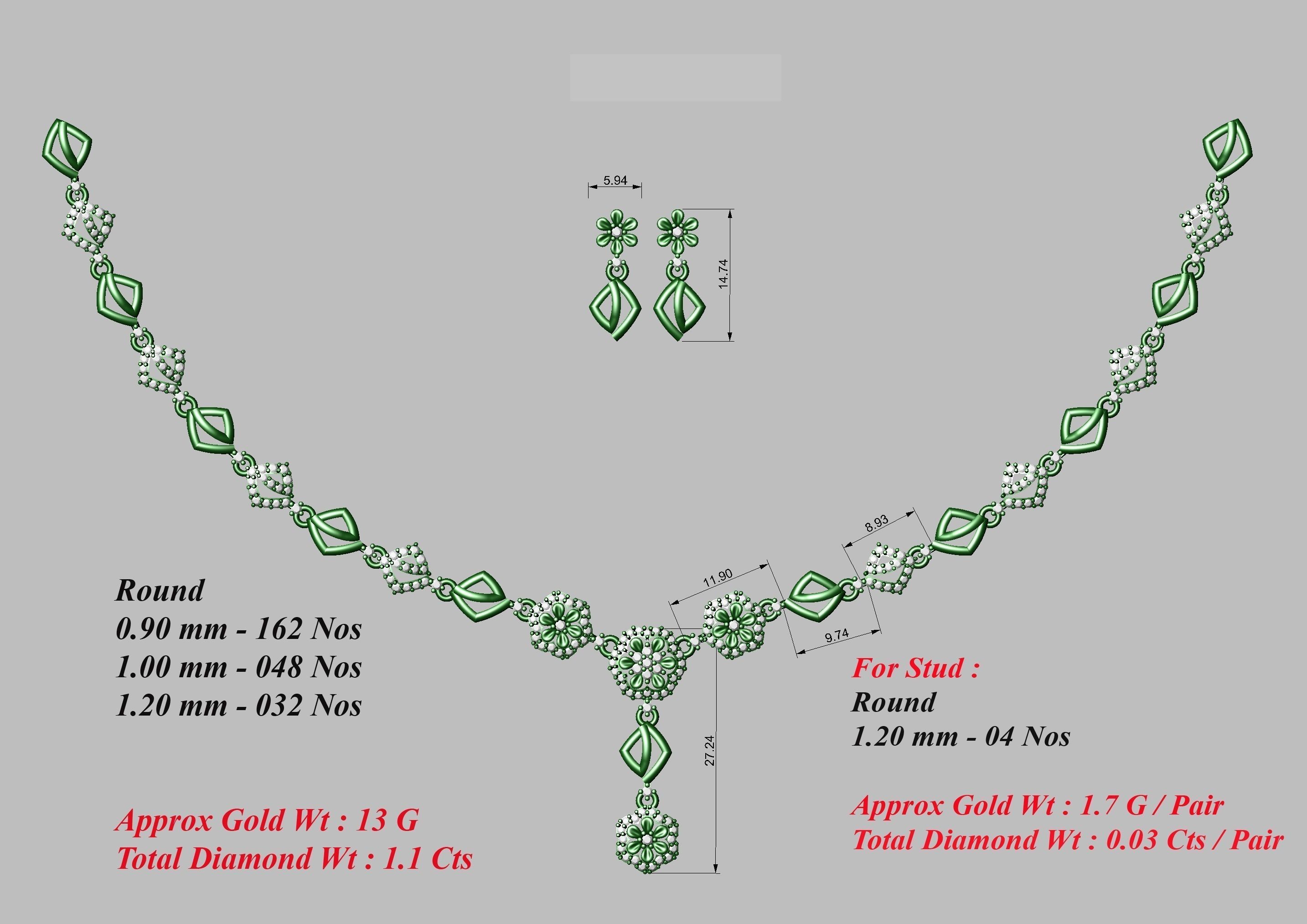 necklace  50  bulk  3dm files ready to print  part 05 3D print model_6