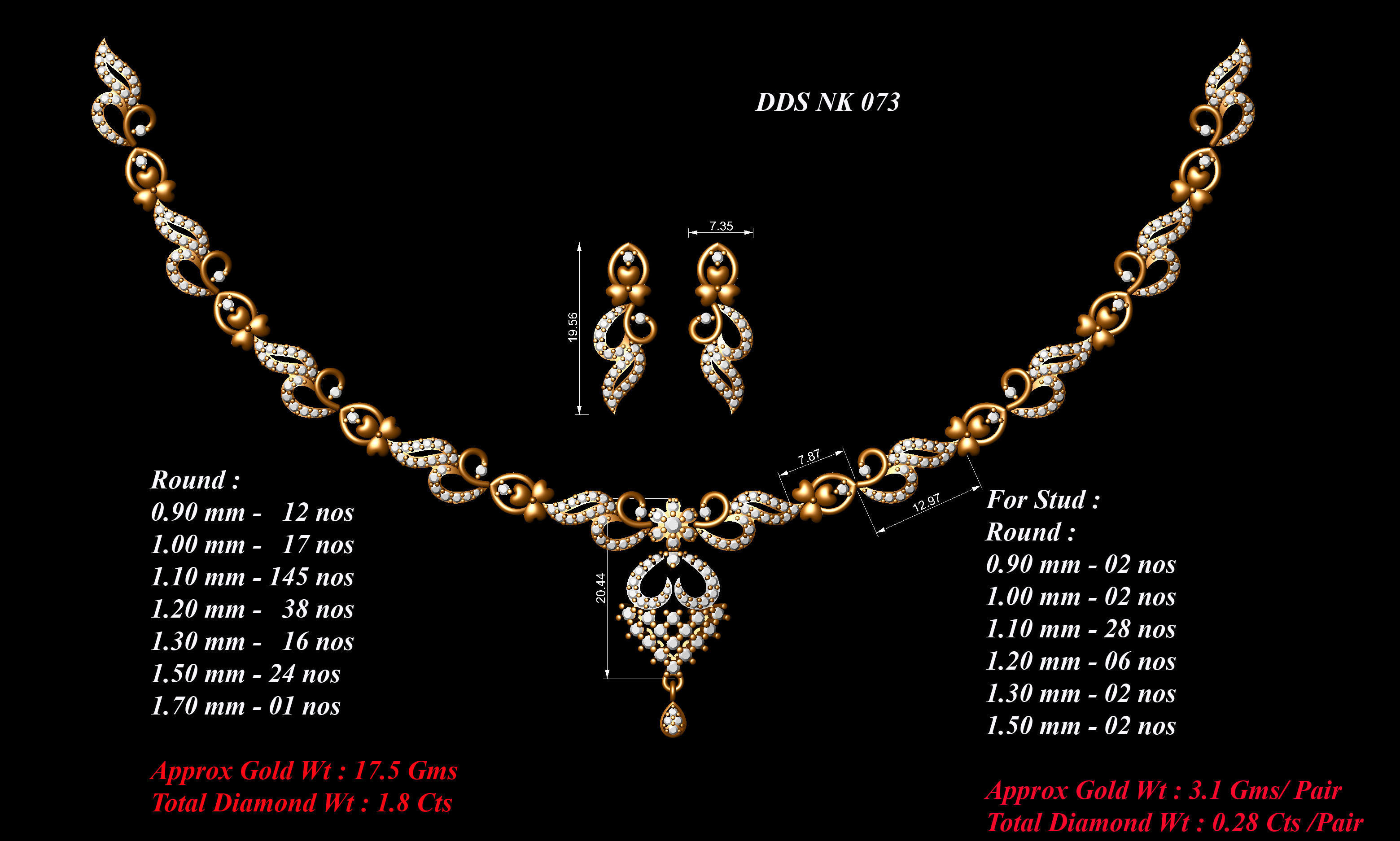 necklace  50  bulk  3dm files ready to print  part 05 3D print model_35