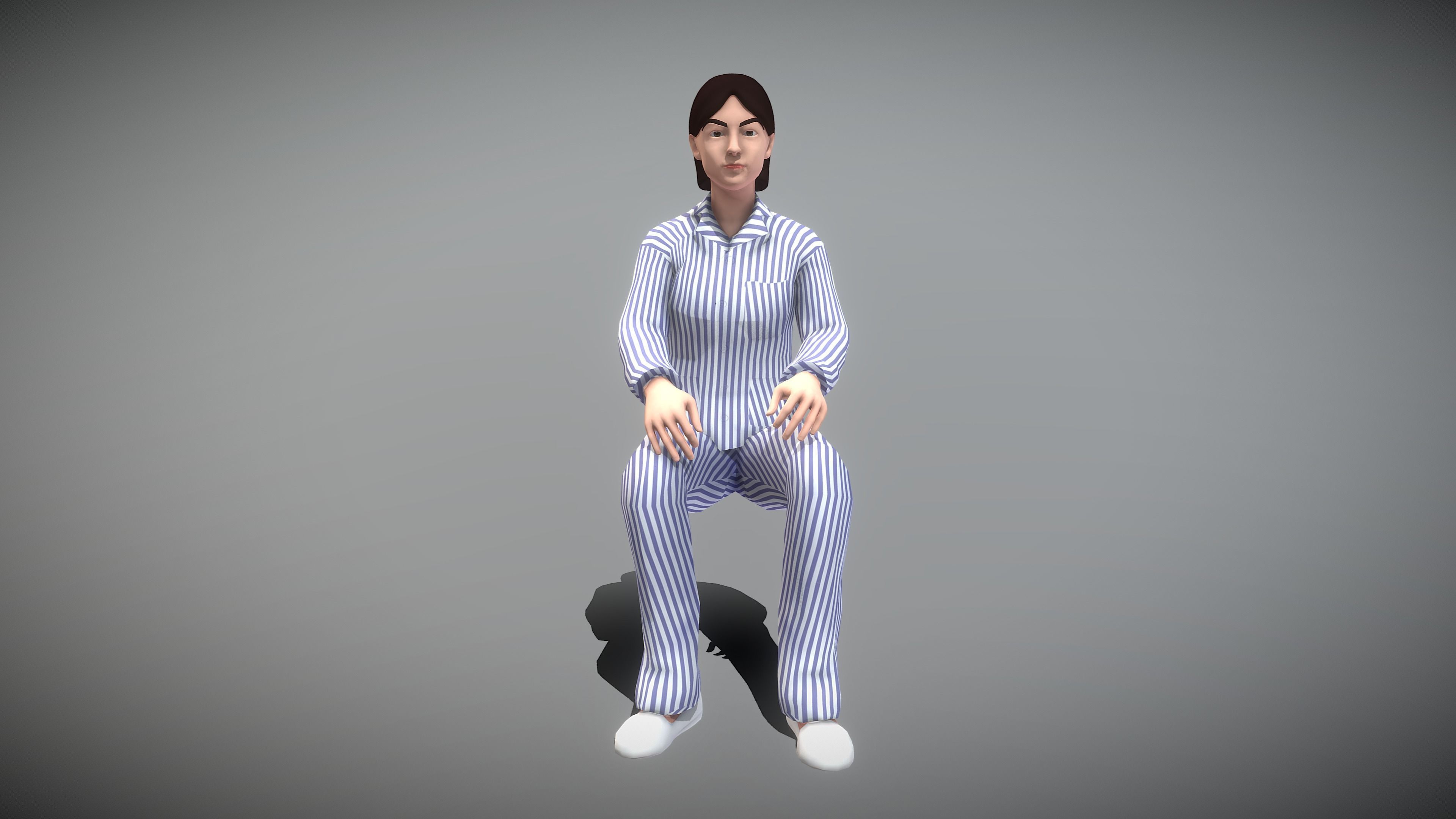 Female Patient Low-poly 3D model_15