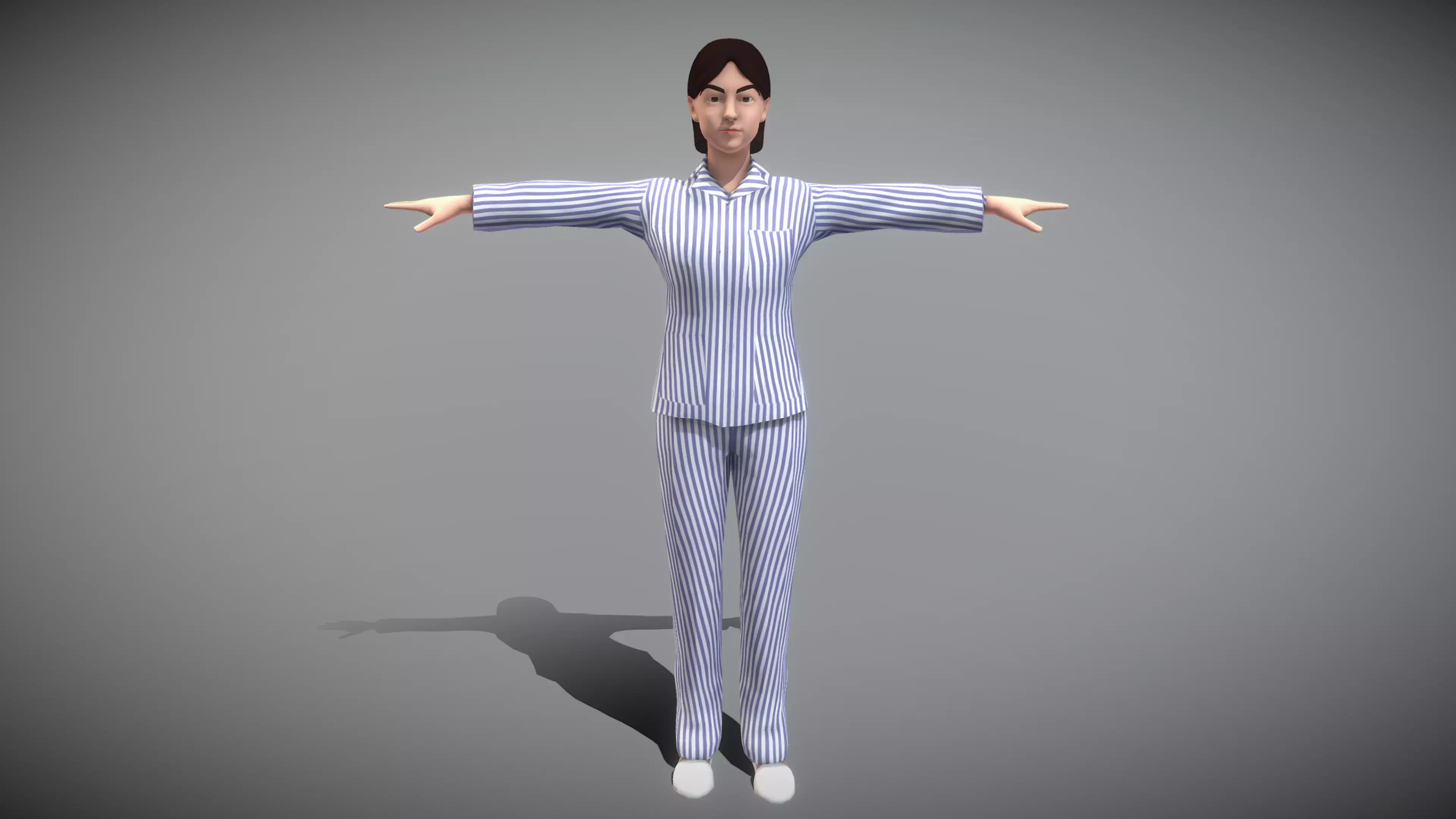 Female Patient Low-poly 3D model_0