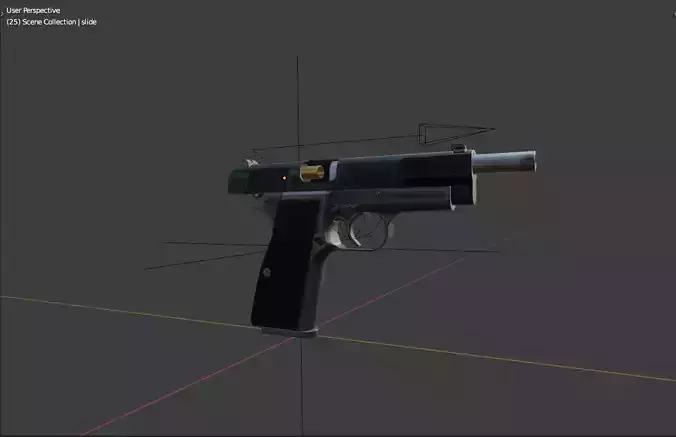 9mm Pistol rigged blender file 3D Model 3D model