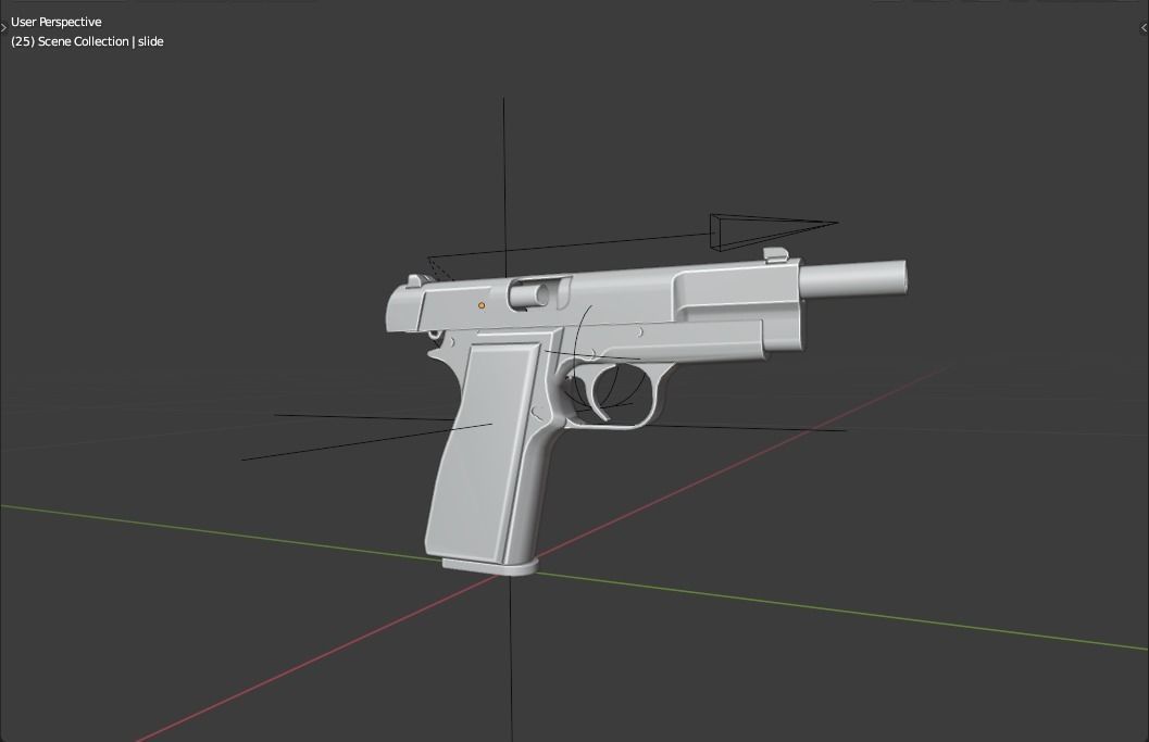 9mm Pistol rigged blender file 3D Model 3D model_3