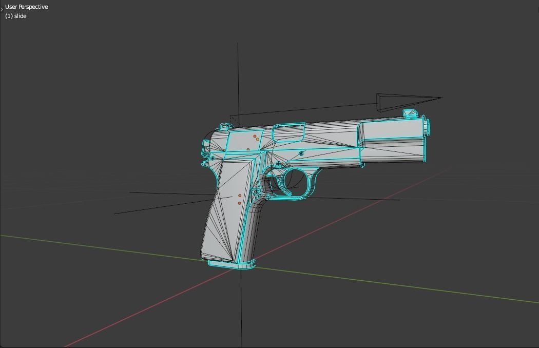 9mm Pistol rigged blender file 3D Model 3D model_1