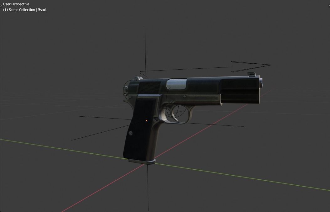 9mm Pistol rigged blender file 3D Model 3D model_2