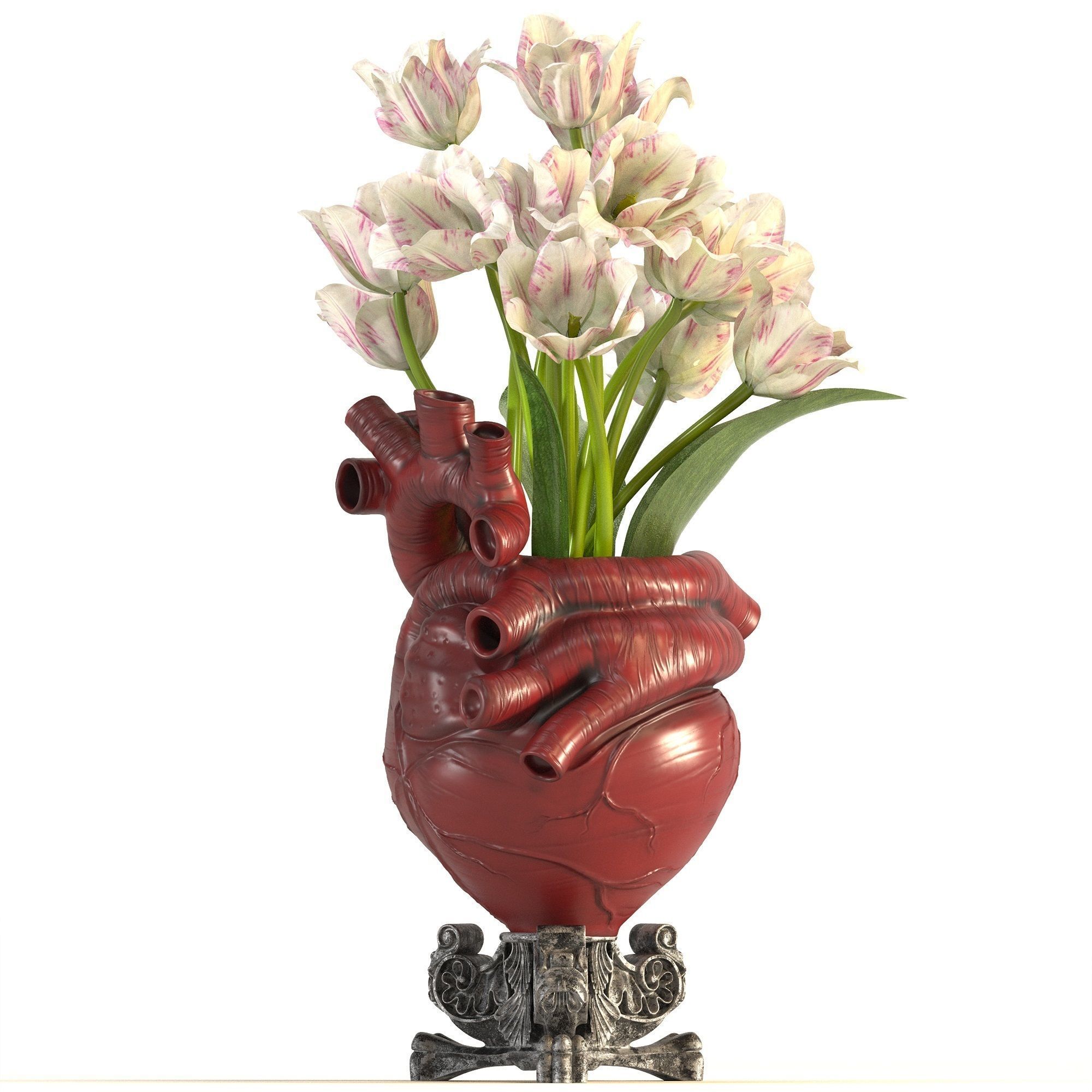 Heart Vase 2 Red 3D model_3