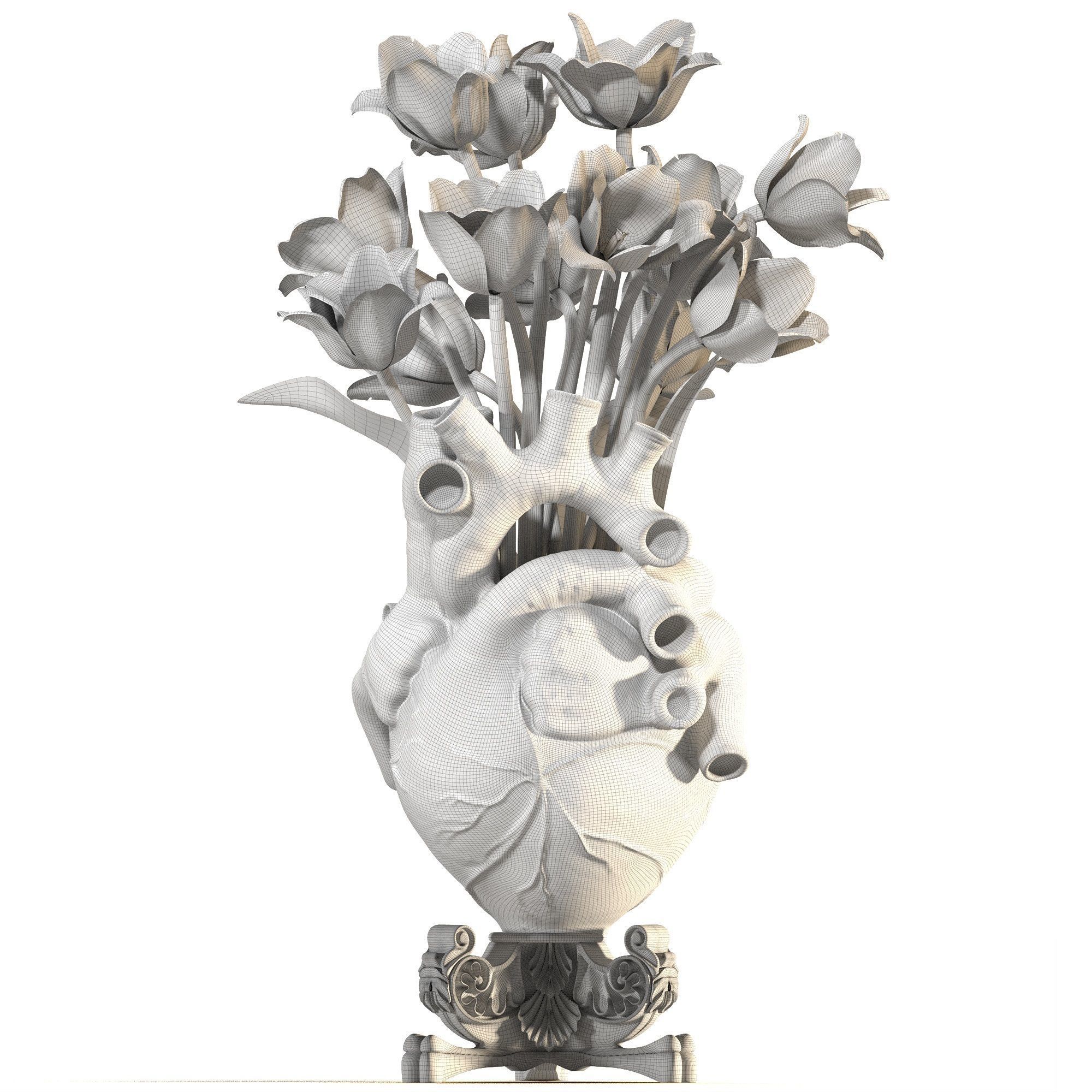 Heart Vase 2 Red 3D model_4