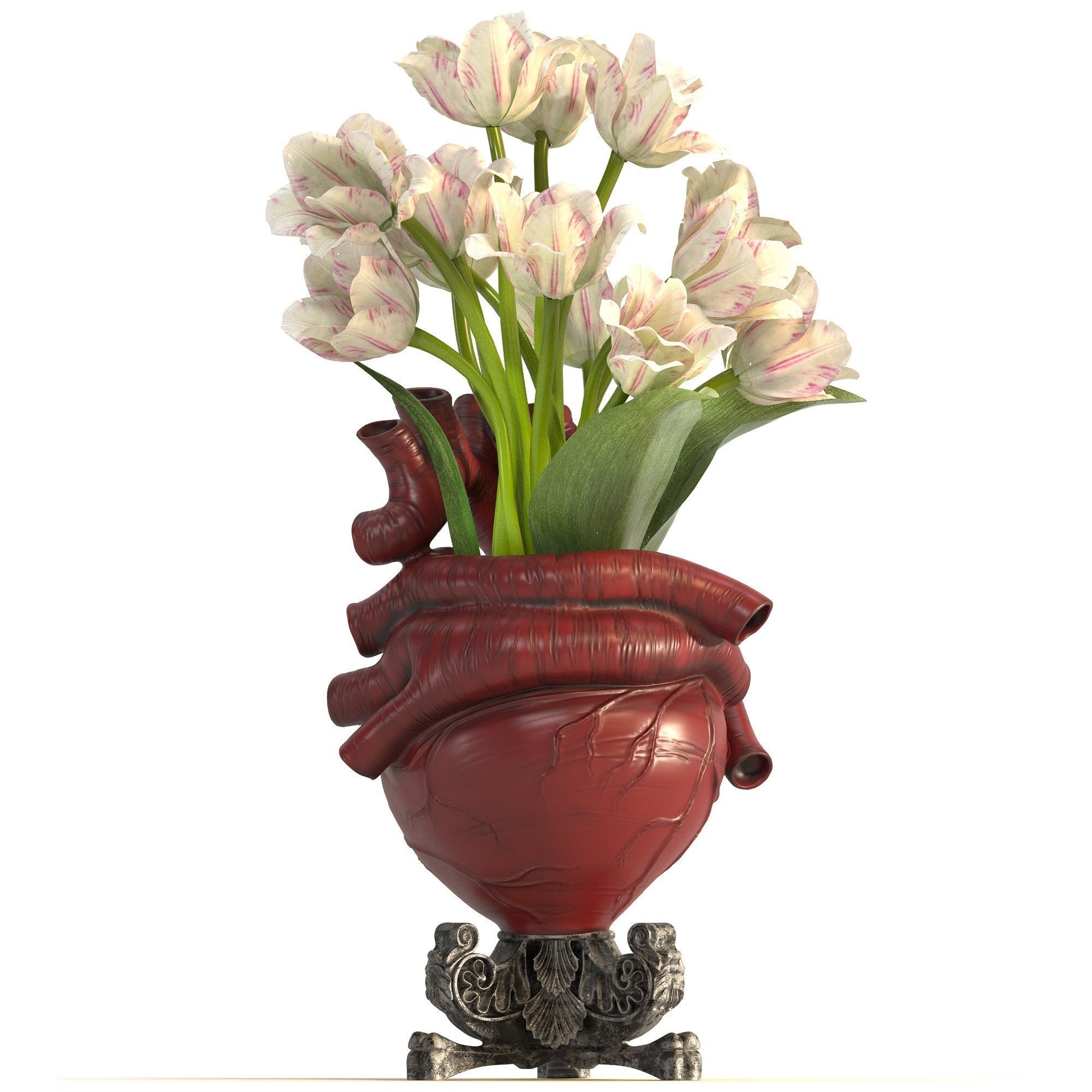 Heart Vase 2 Red 3D model_2