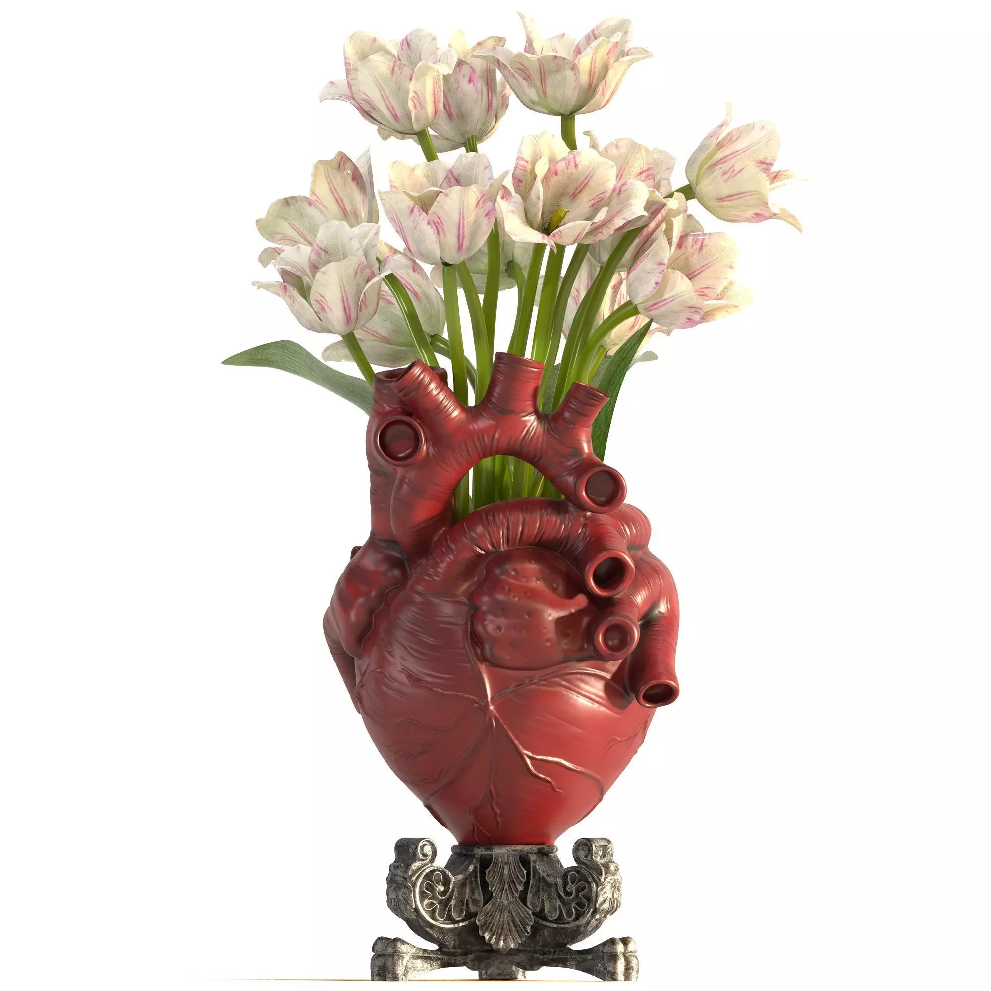 Heart Vase 2 Red 3D model_0