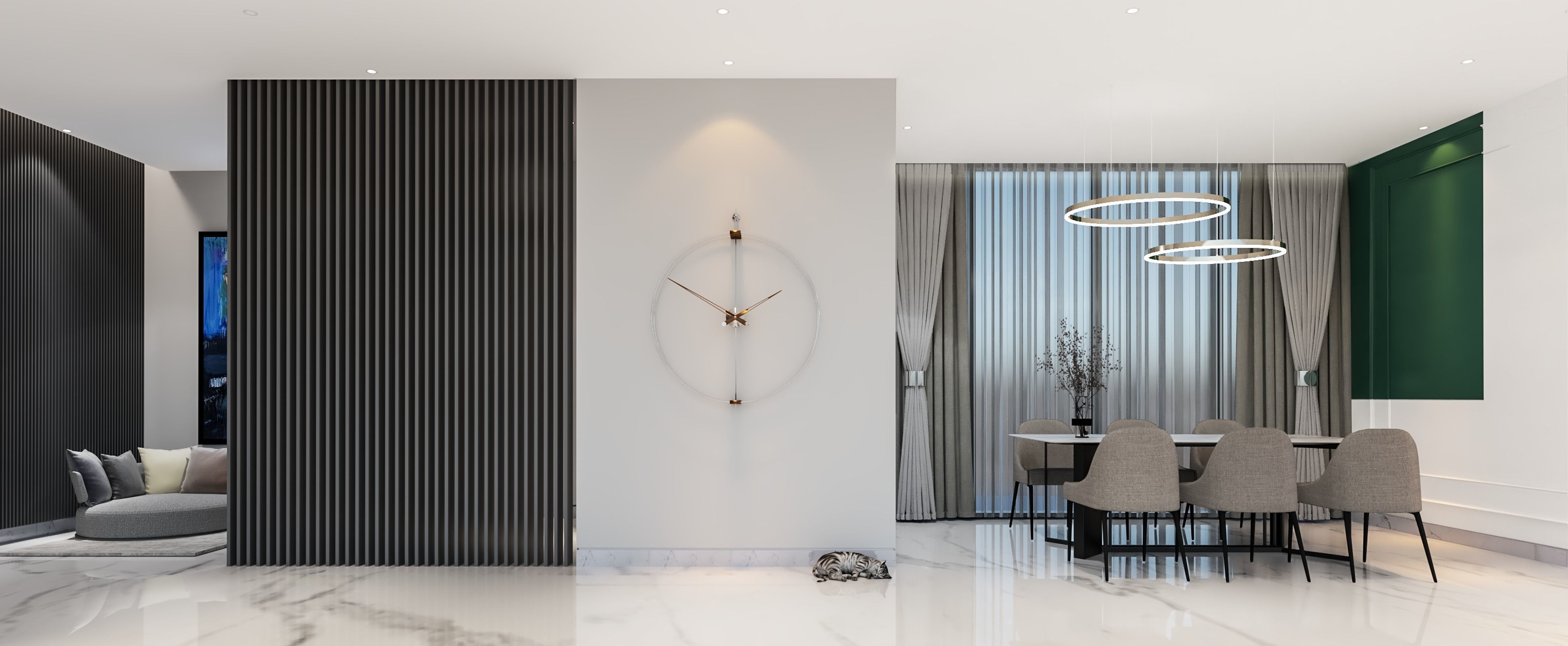 3D model modern kitchen and living room 3D model_4