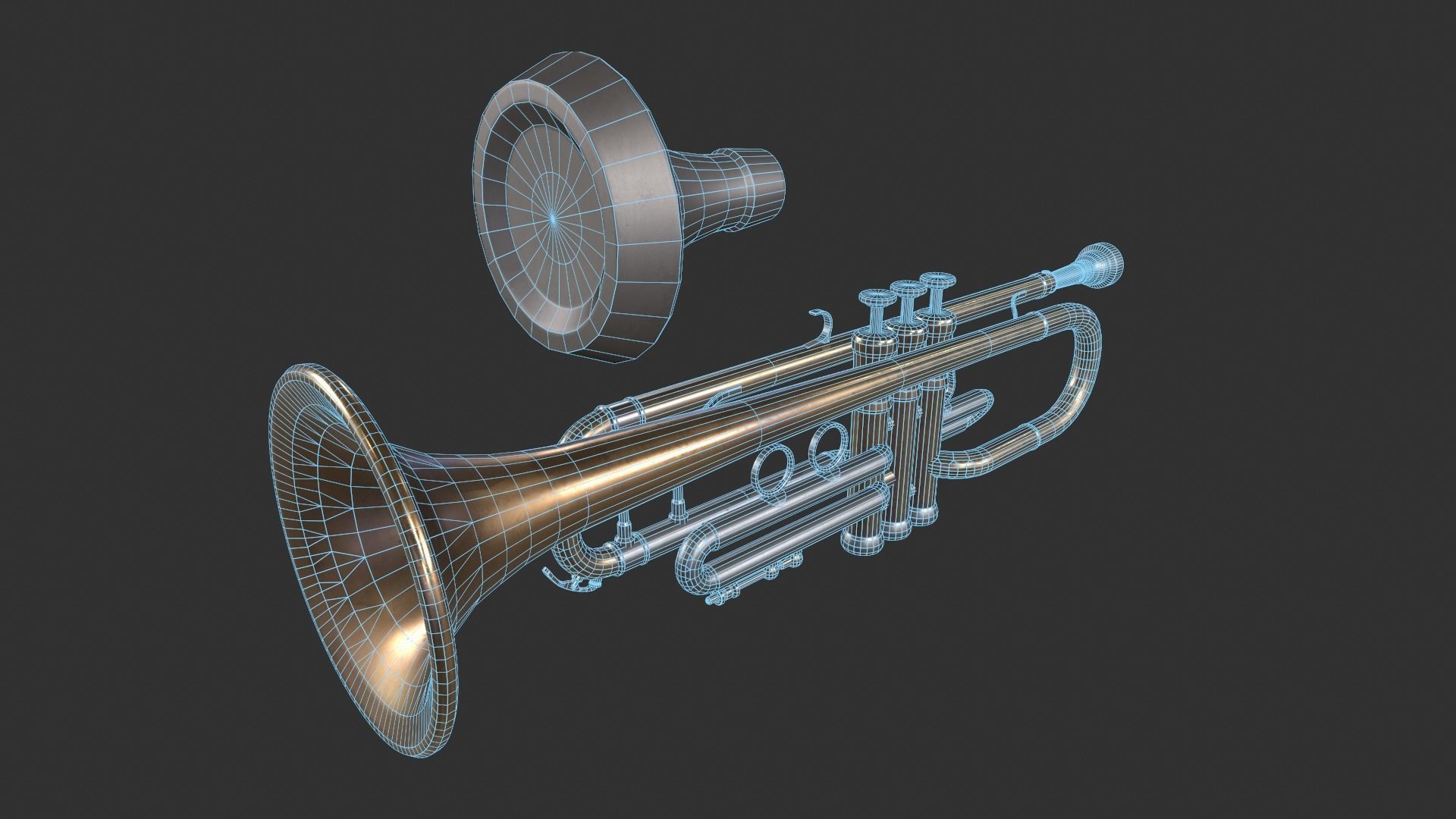 Trumpet Low-poly 3D model_9