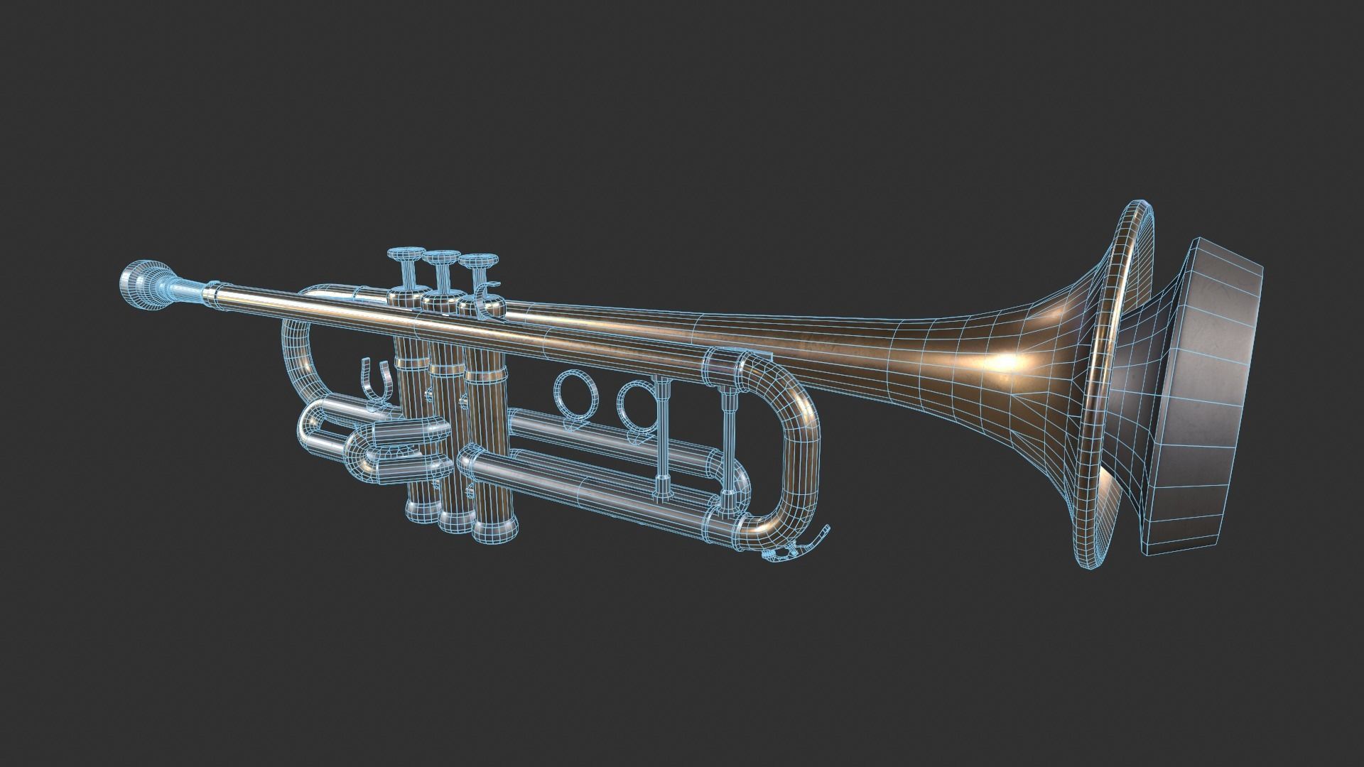 Trumpet Low-poly 3D model_1