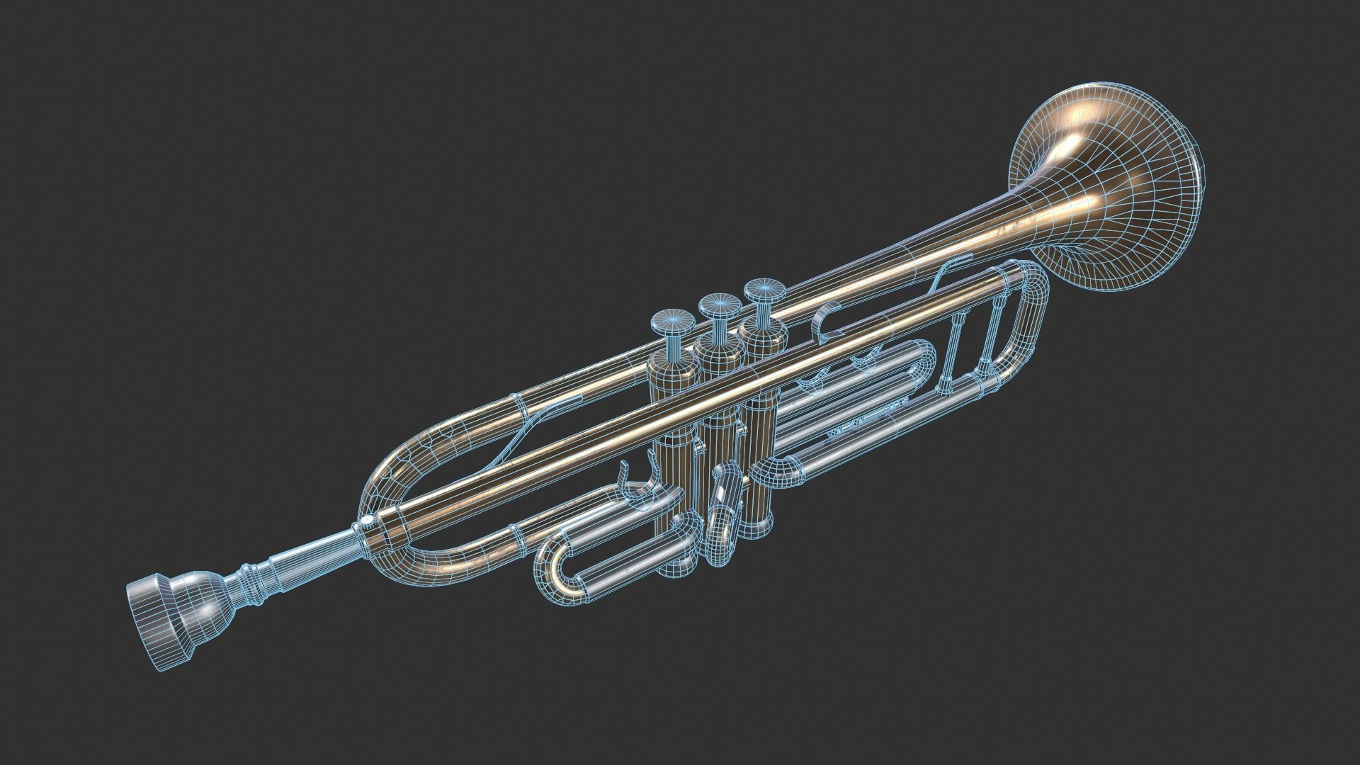 Trumpet Low-poly 3D model_7