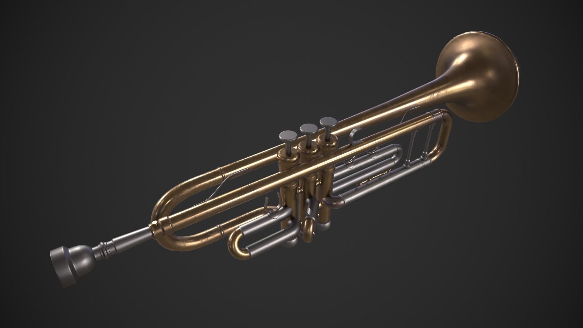 Trumpet Low-poly 3D model_6