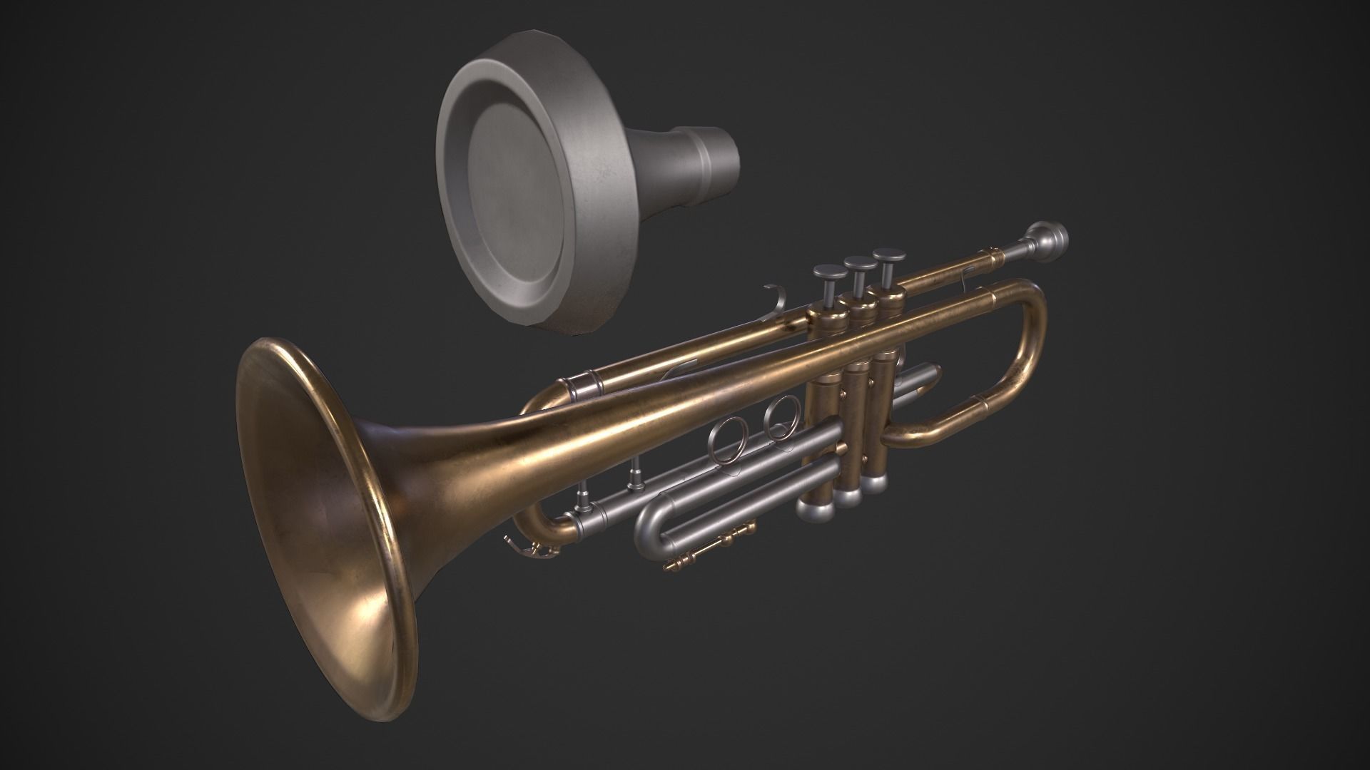 Trumpet Low-poly 3D model_8