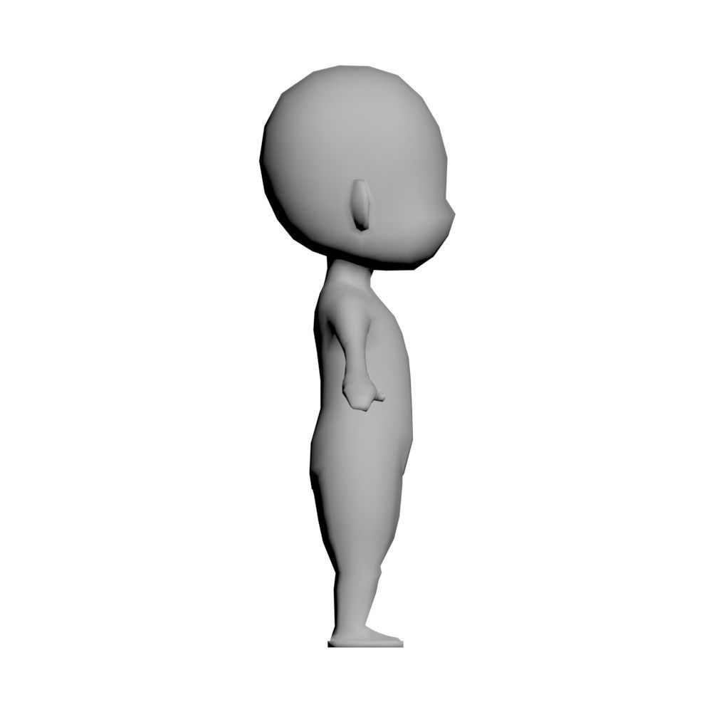 unwrapped low-poly character base mesh  Low-poly 3D model_3