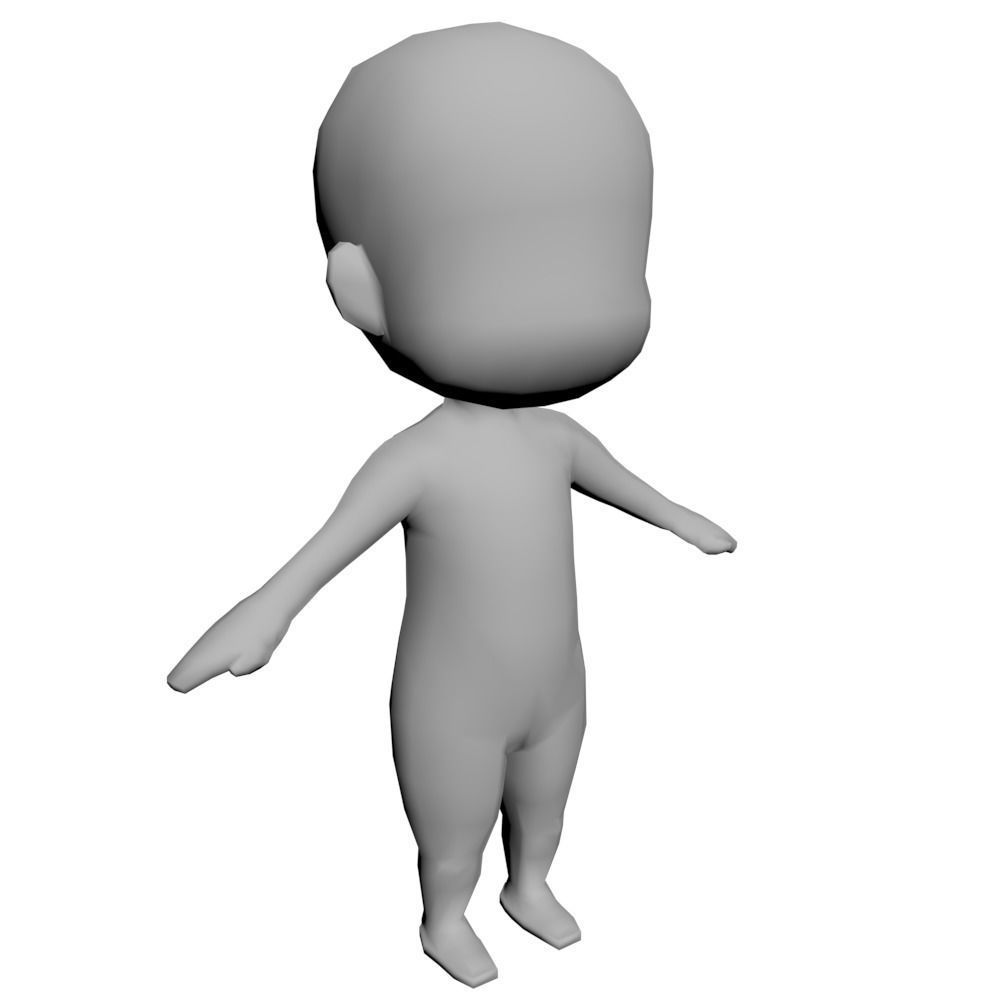 unwrapped low-poly character base mesh  Low-poly 3D model_1