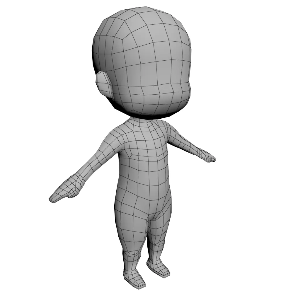 unwrapped low-poly character base mesh  Low-poly 3D model_0