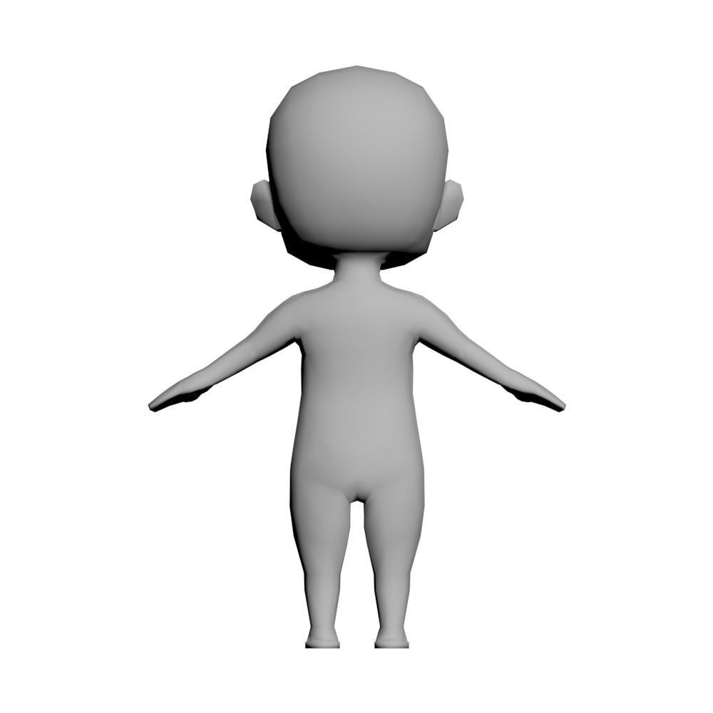 unwrapped low-poly character base mesh  Low-poly 3D model_4