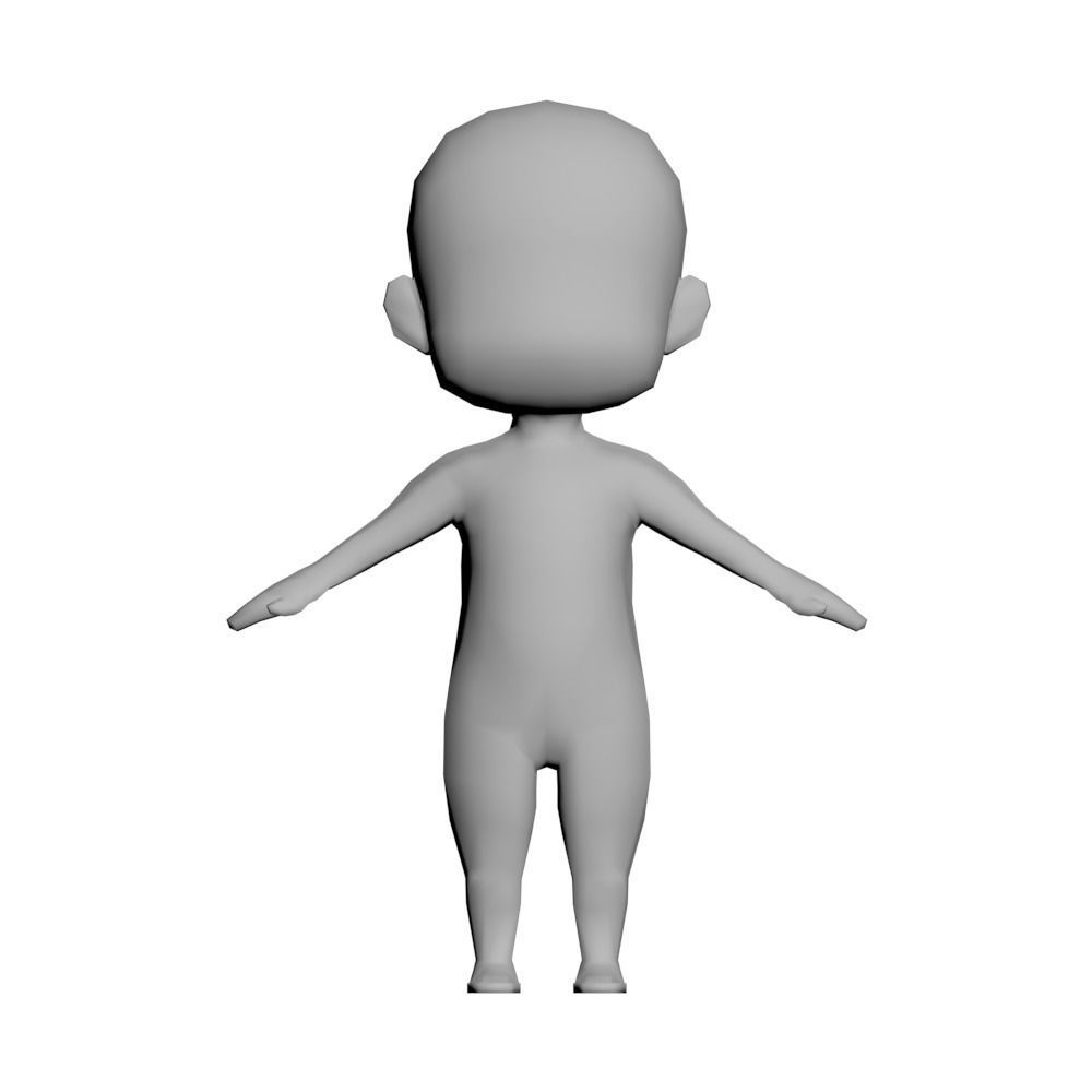 unwrapped low-poly character base mesh  Low-poly 3D model_2