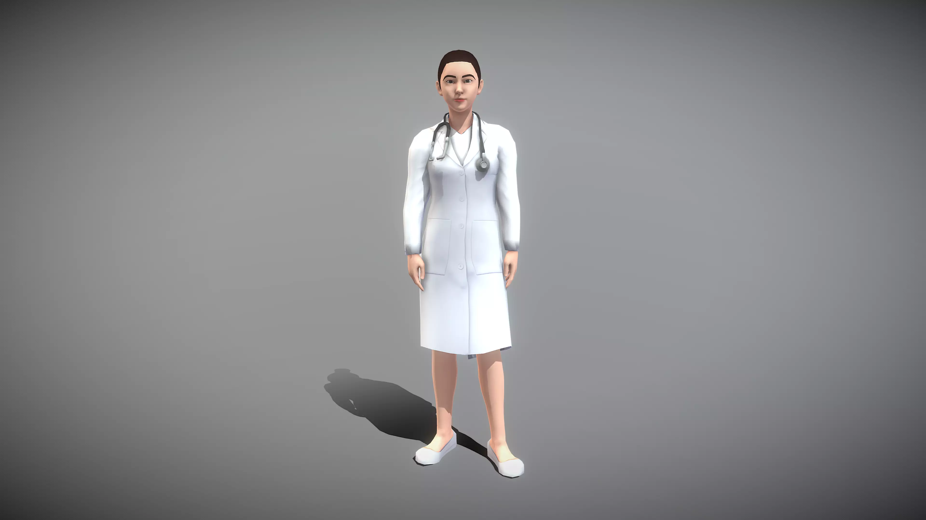 Female Doctor Low-poly 3D model_0